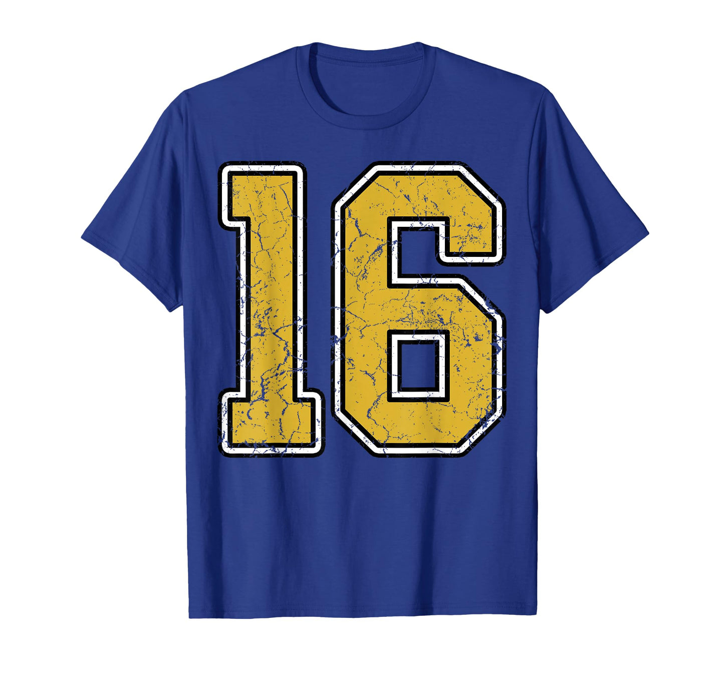 Old Gold Black White Sports Number 16 Jersey Uniform Player T-Shirt