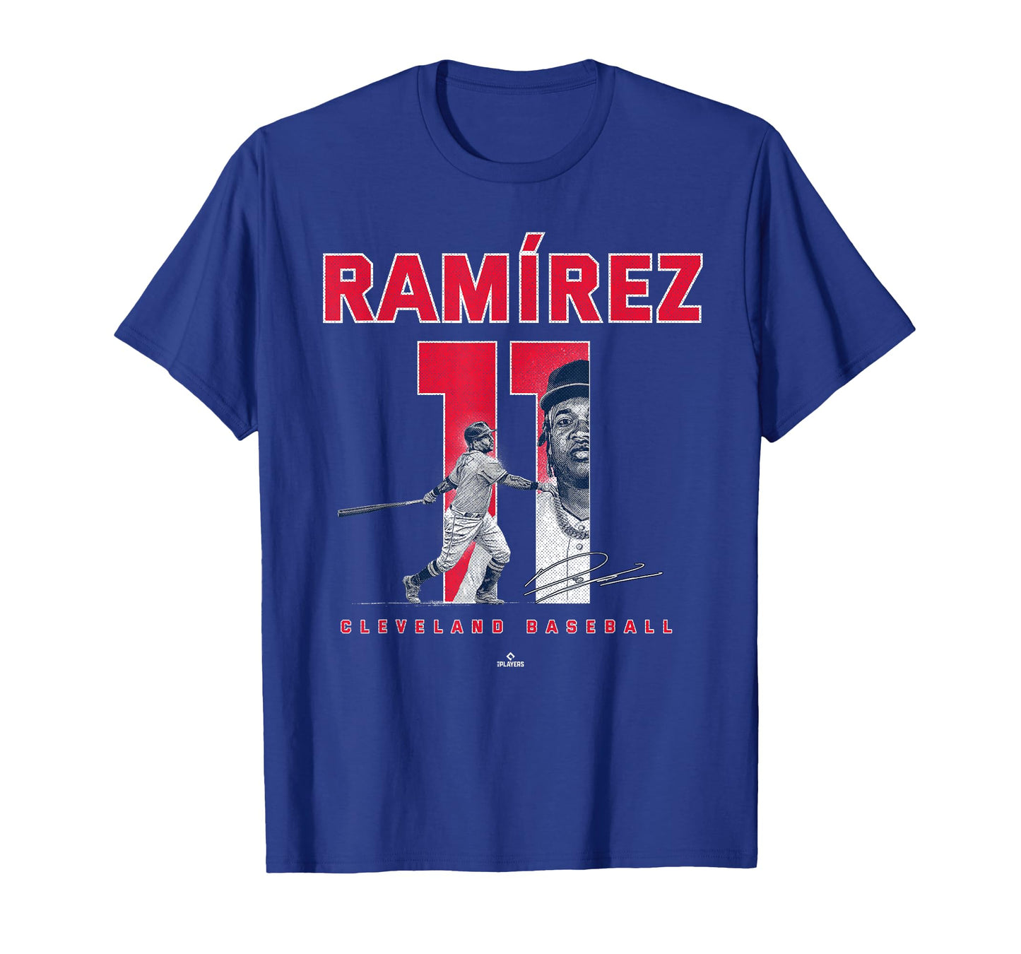 Number and Portrait Jose Ramirez Cleveland MLBPA T-Shirt