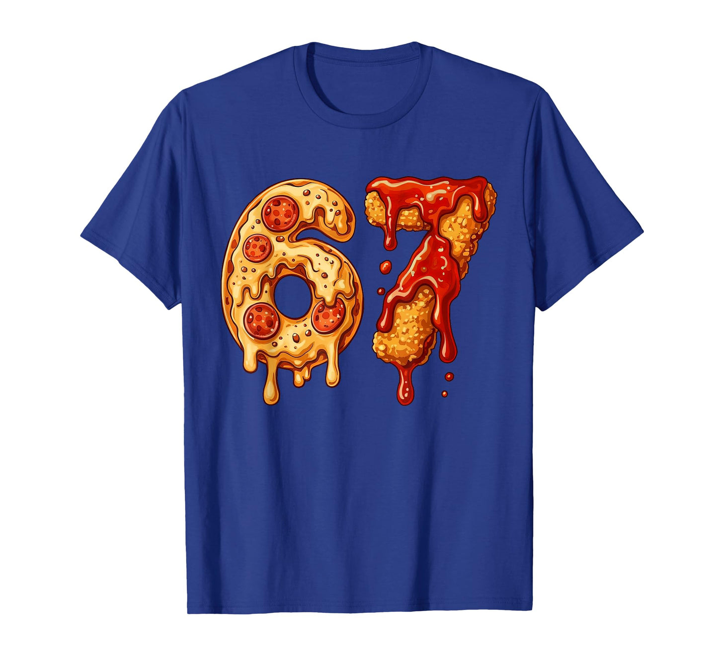 67 Six Seven 6-7 Pizza & Chicken Nugget - Kids Brainrot Meme T-Shirt