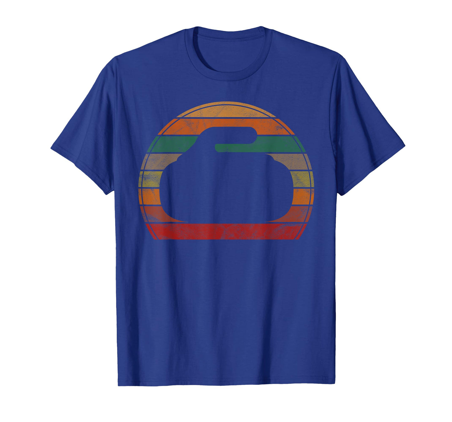 Curling Stone Silhouette Sunset Gift Retro Curler Sport Team T-Shirt