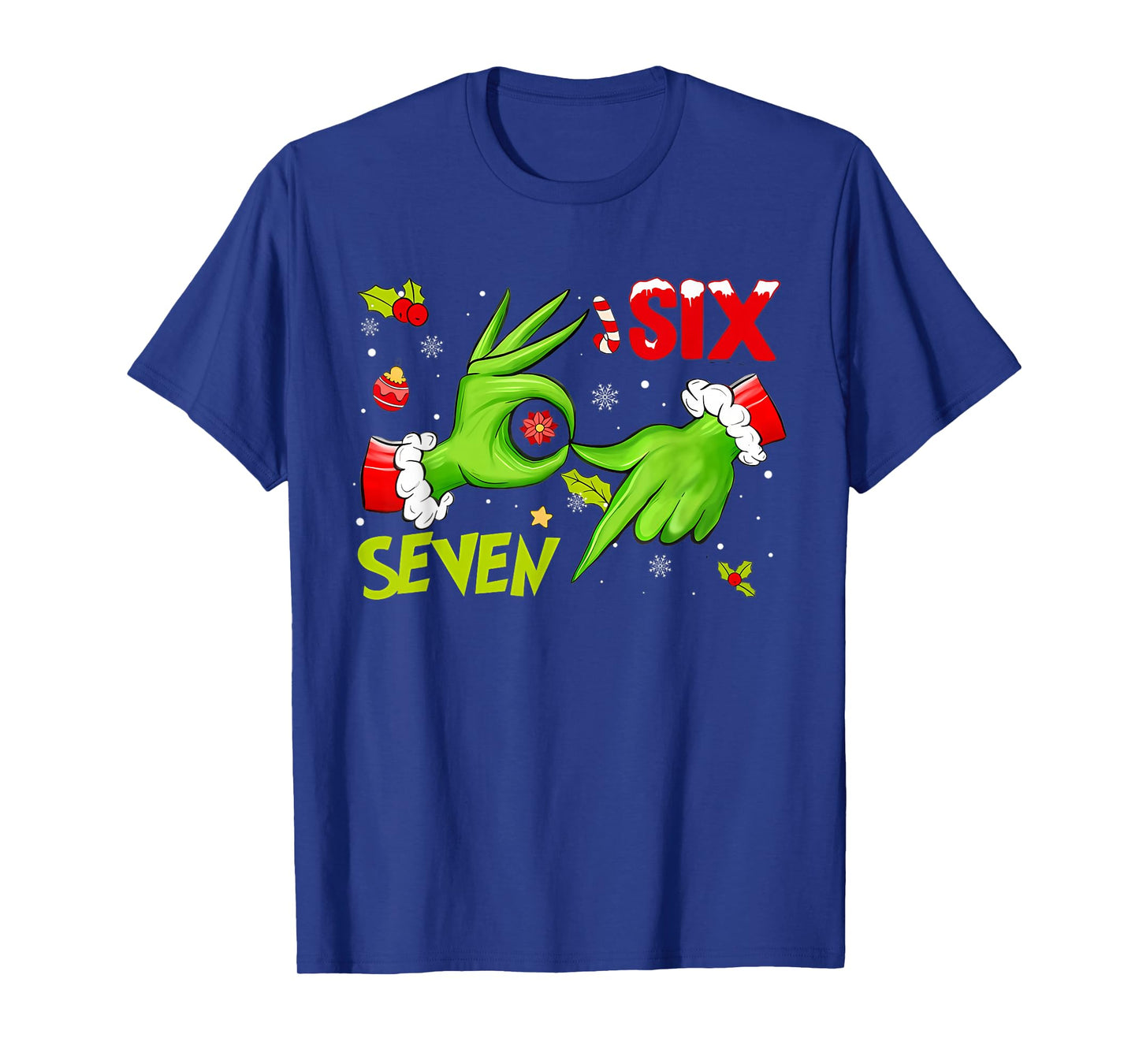 6 7 Six Seven Hand Gen Z Alpha Meme Slang Xmas Christmas T-Shirt