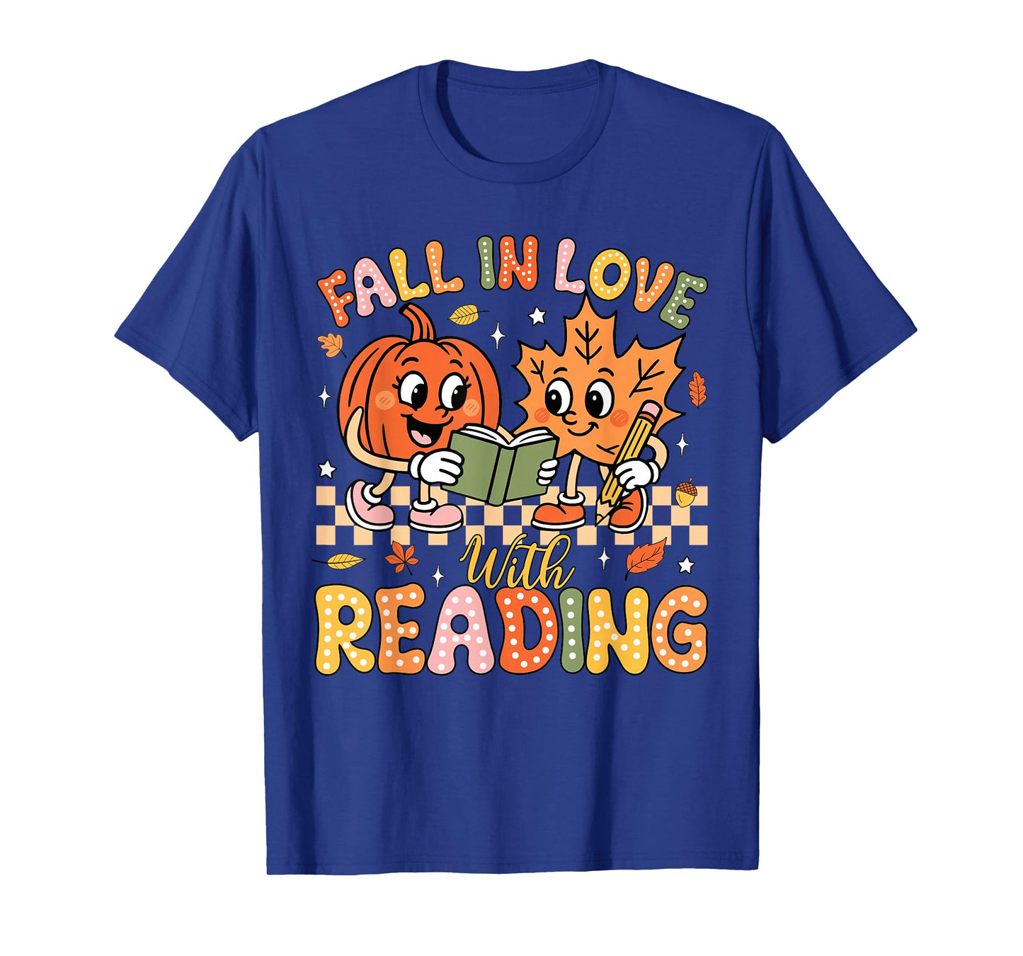 Fall In Love With Reading Autumn Pumpkin Teacher Book Lover T-Shirt