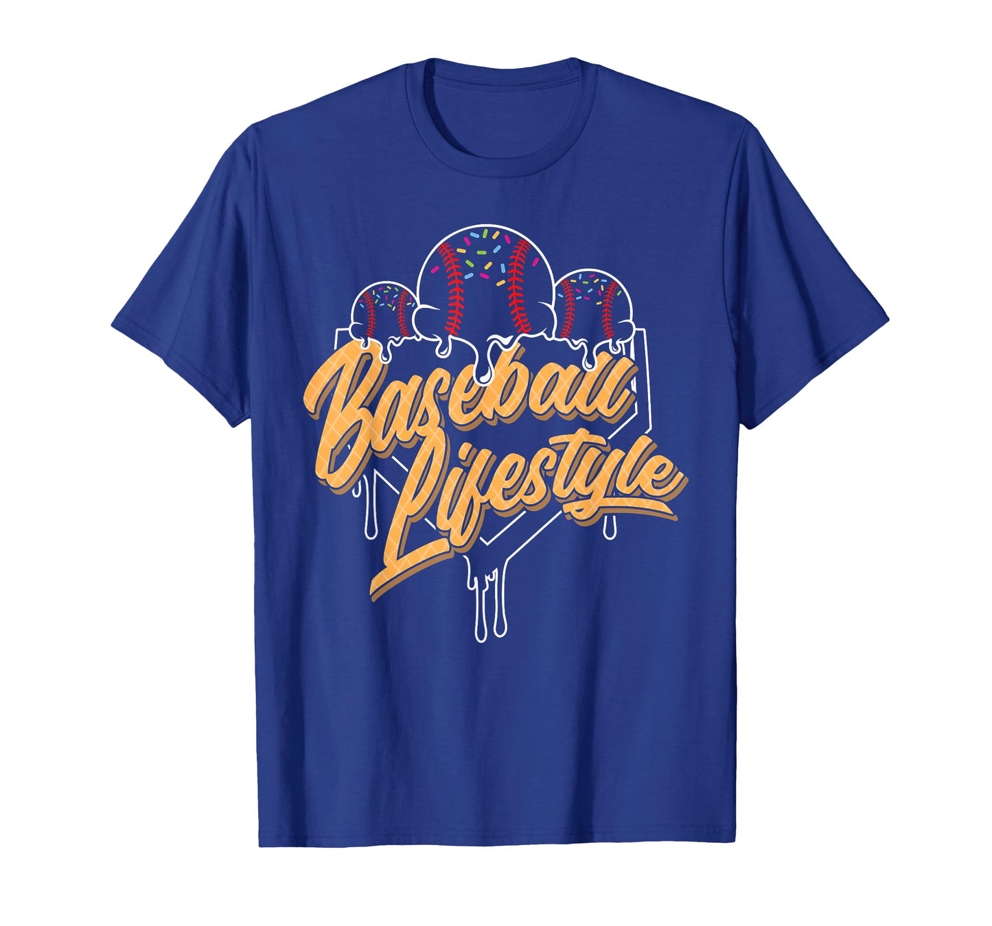 Baseball Lifestyle Home Plate Ice Cream Drip Men Boys Youth T-Shirt