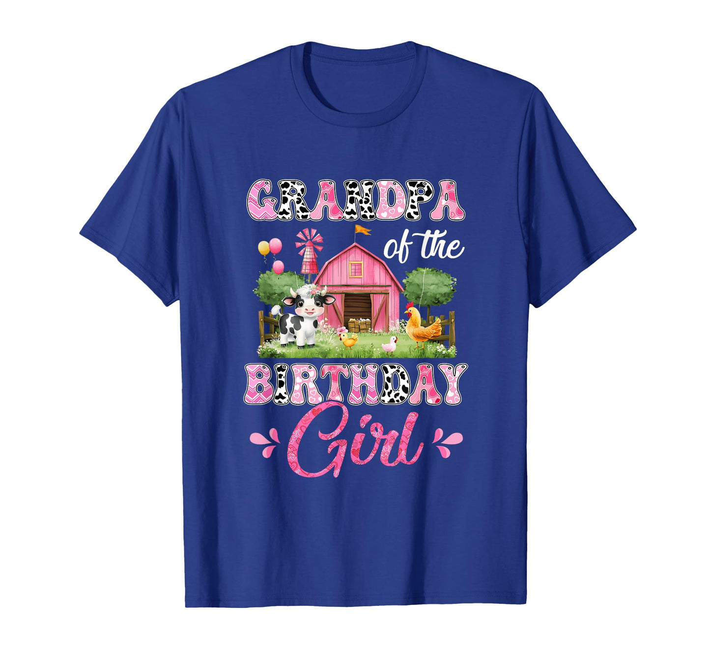 Grandpa Of The Birthday Girl 1St Birthday Cow Farm Family T-Shirt