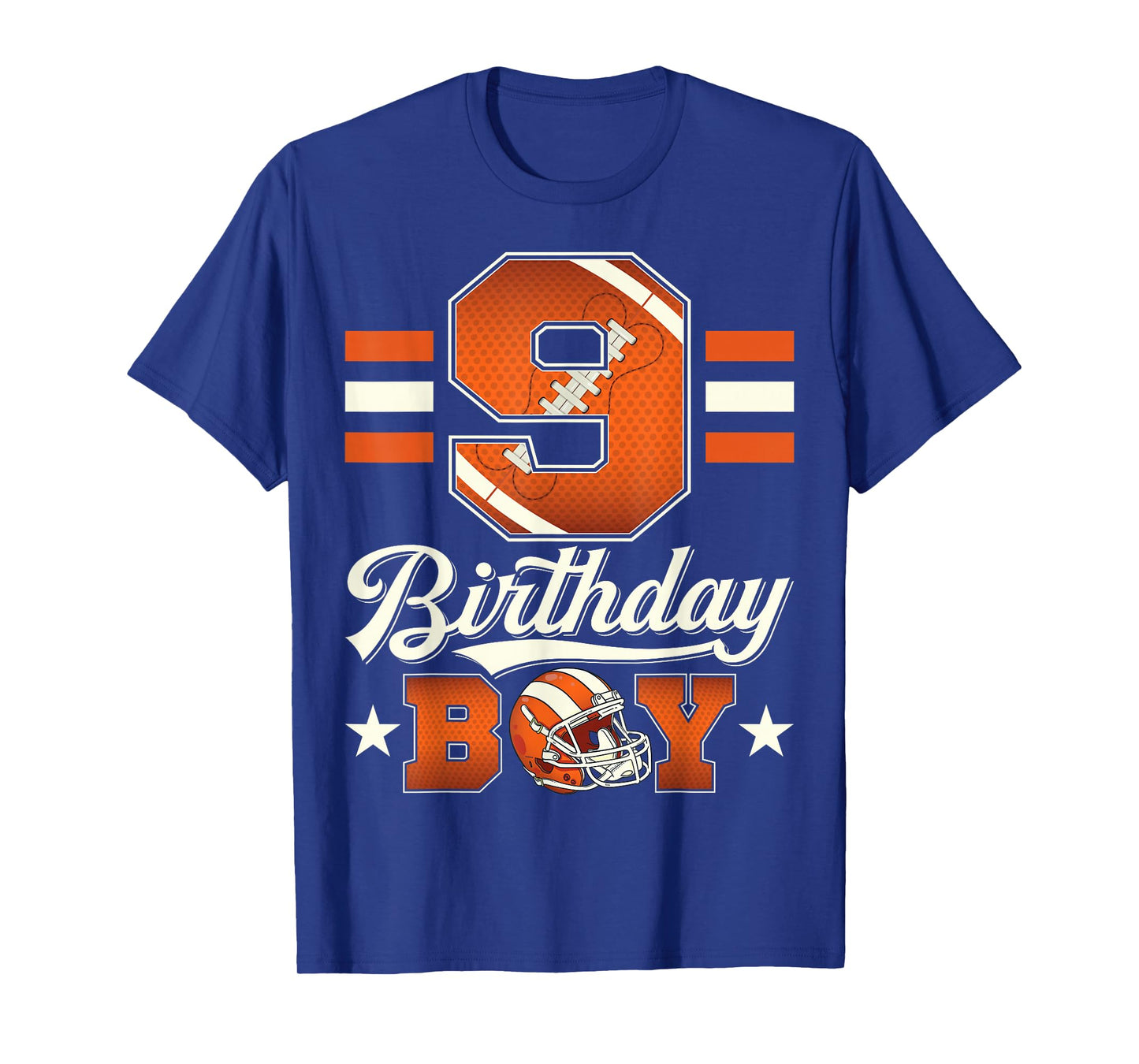 Nine 9th Birthday Boy Football 9 Year Old Sports Party T-Shirt