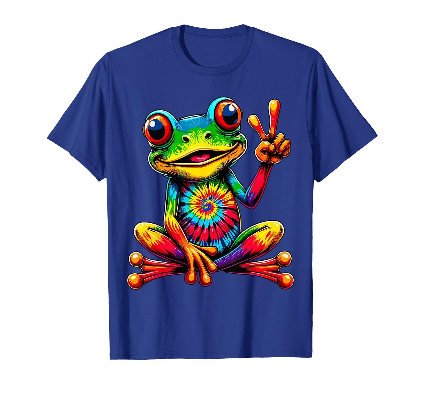 Hippie Tie-Dye Frog Peace Sign Hippie T-Shirt