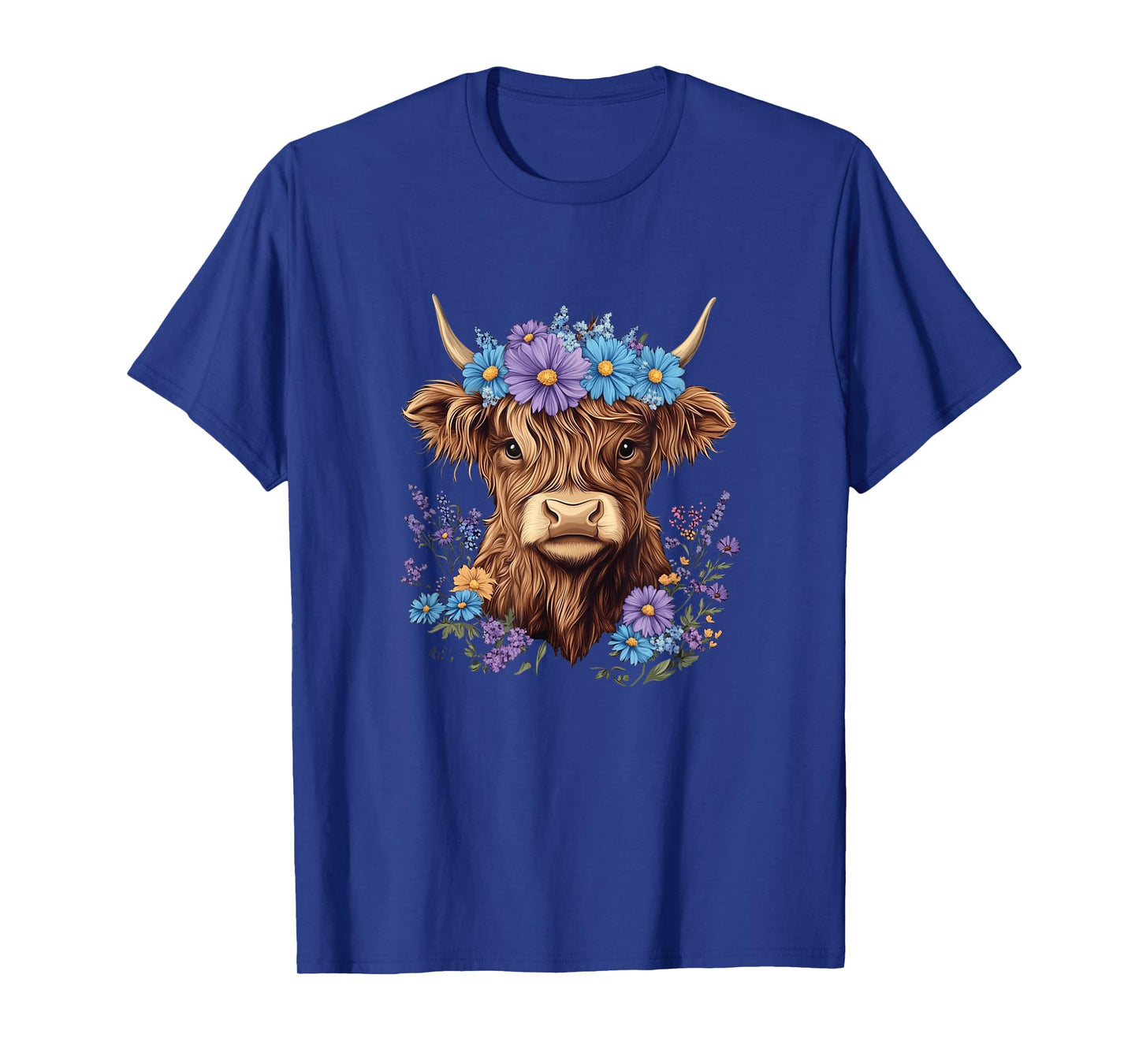 Cow Scottish Highland Cow Western Flower Farm Farmer Women T-Shirt
