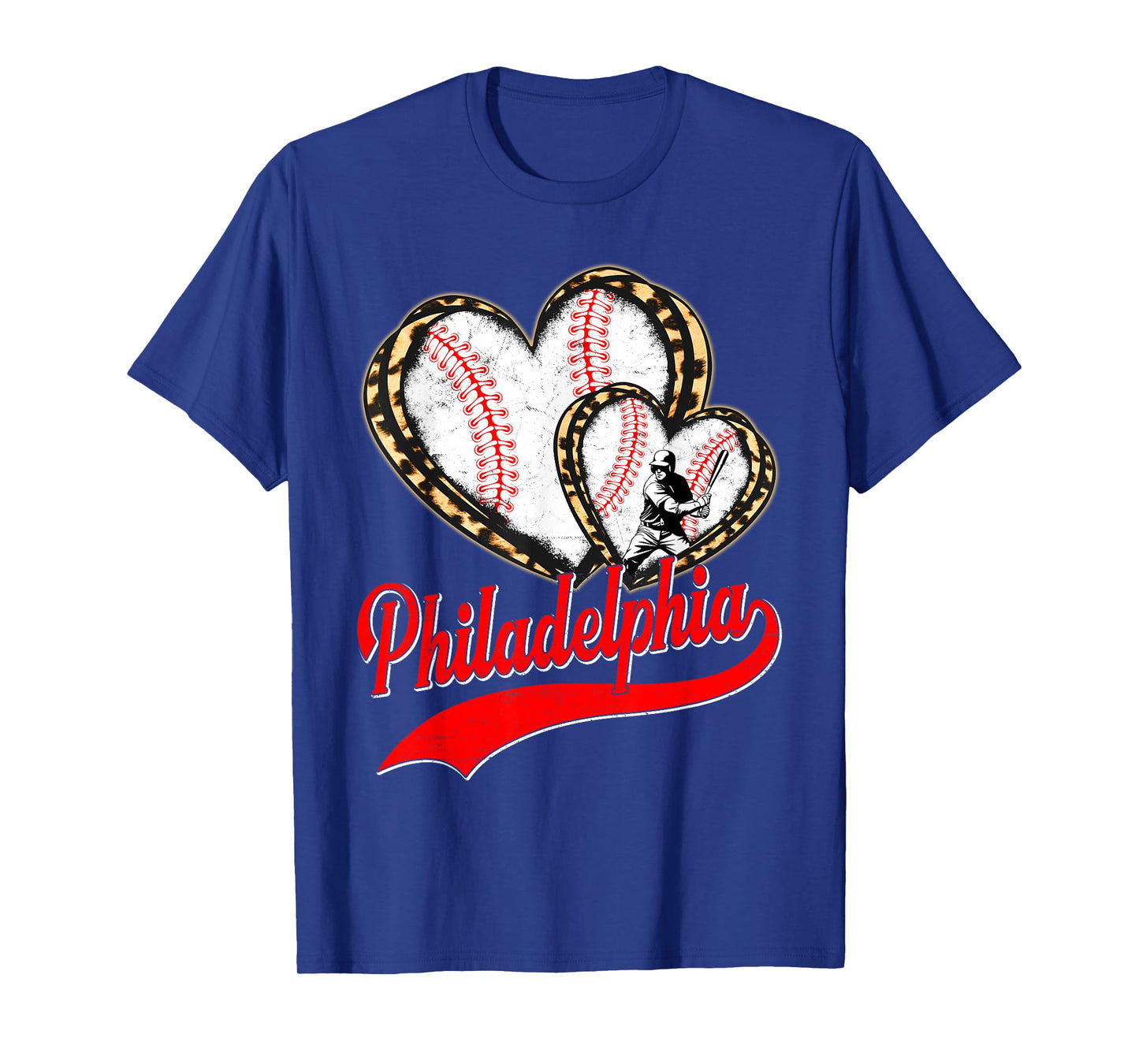 Vintage Philadelphia Baseball Leopard Heart Baseball Fans T-Shirt
