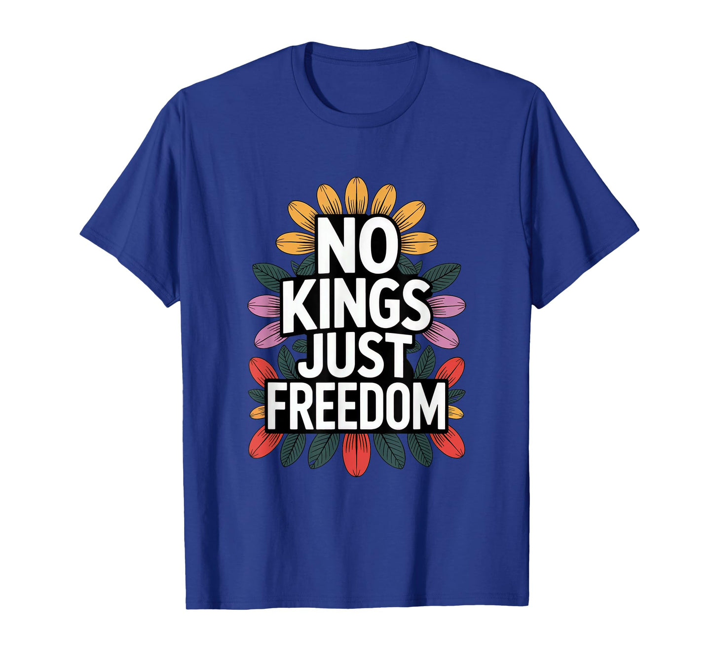Floral Womens Retro 70s No Kings Just Freedom 4th of July T-Shirt