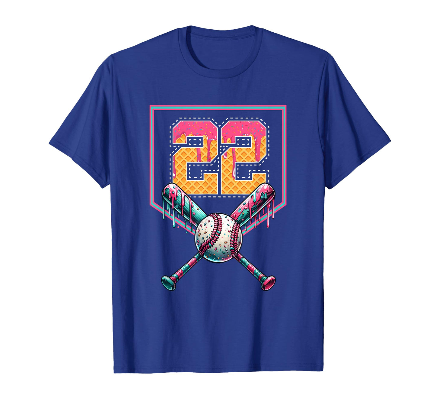 Baseball Drip Number 22 Player Or 22nd Birthday T-Shirt