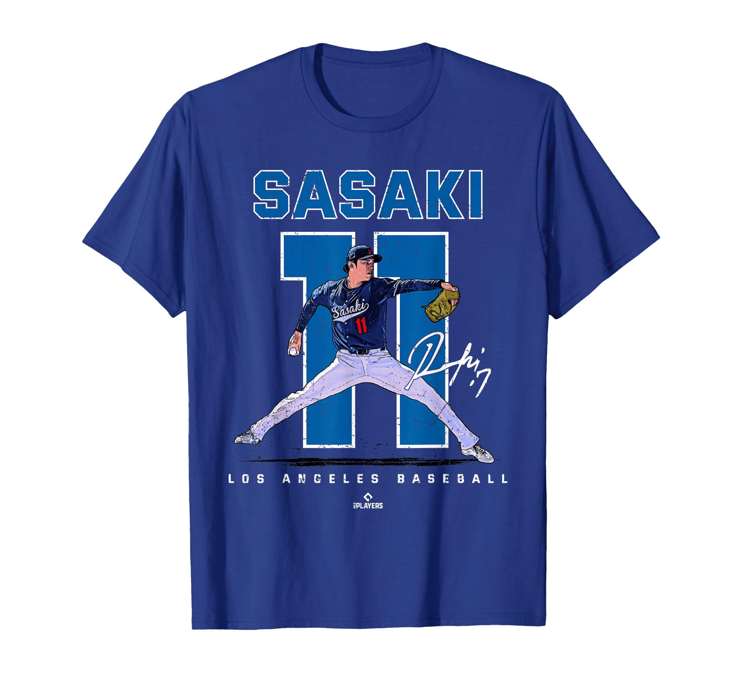 Number and Portrait Roki Sasaki Los Angeles Baseball MLBPA T-Shirt