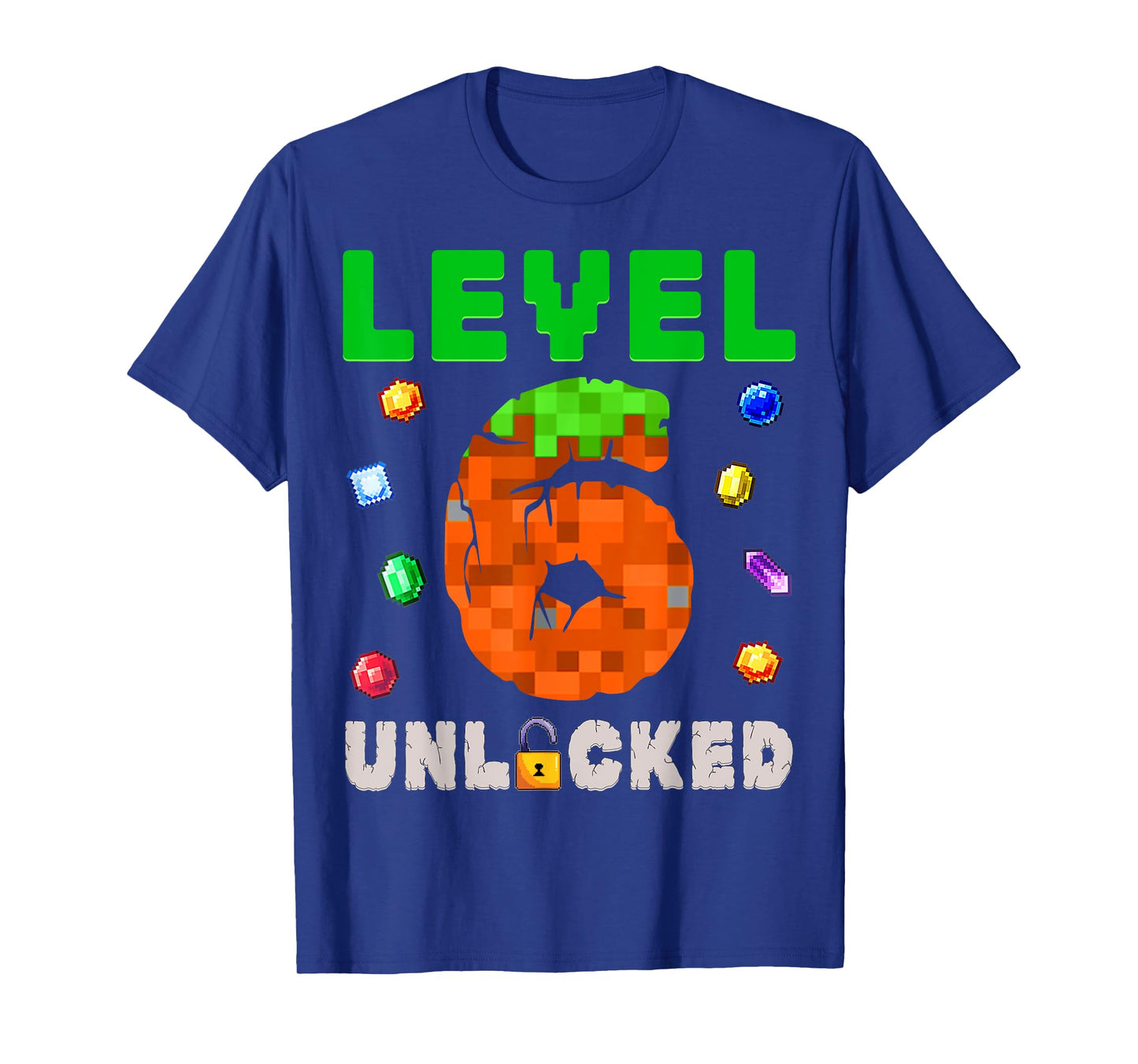 Funny 6th Birthday Boy Level 6 Unlocked Video Game Pixel T-Shirt