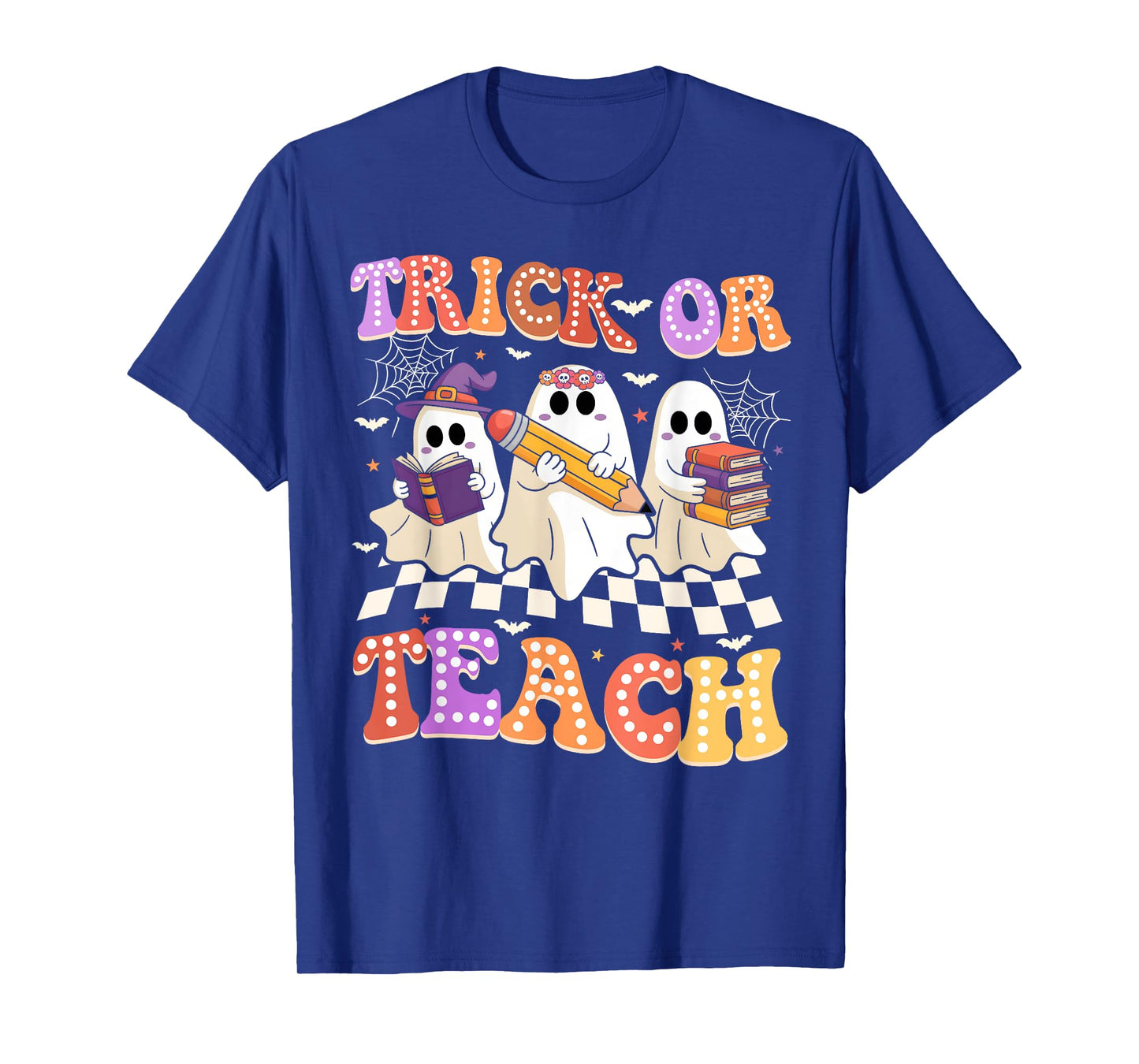 Halloween Groovy Retro Trick Or Teach Teacher Ghost Boo T-Shirt