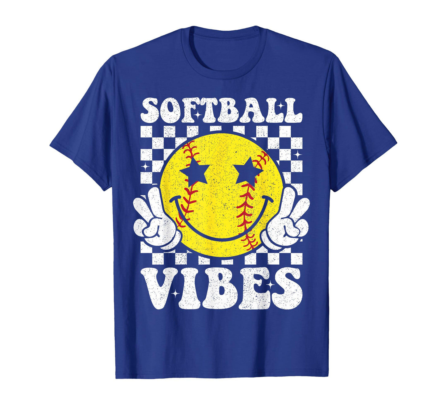 Softball Vibes Softball Retro Groovy Game Day Girls Women T-Shirt