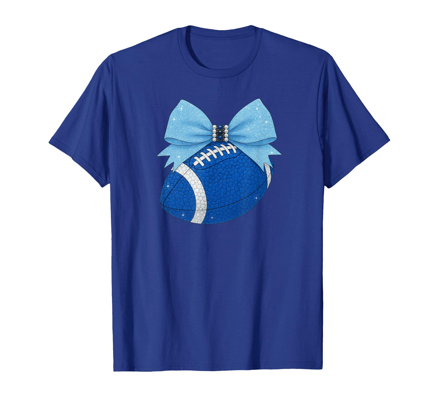 Royal Blue & White Sparkle Football T-Shirt