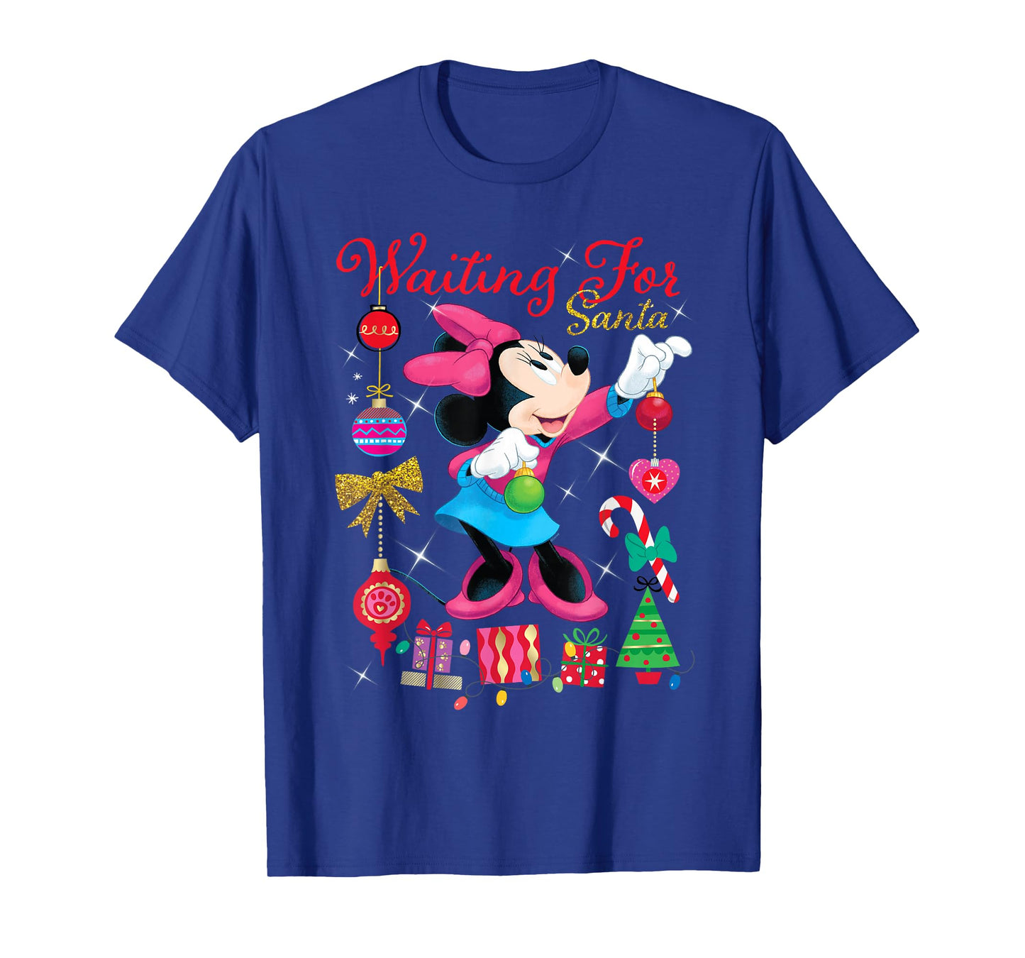 Disney Minnie Mouse Christmas Waiting for Santa Holiday T-Shirt