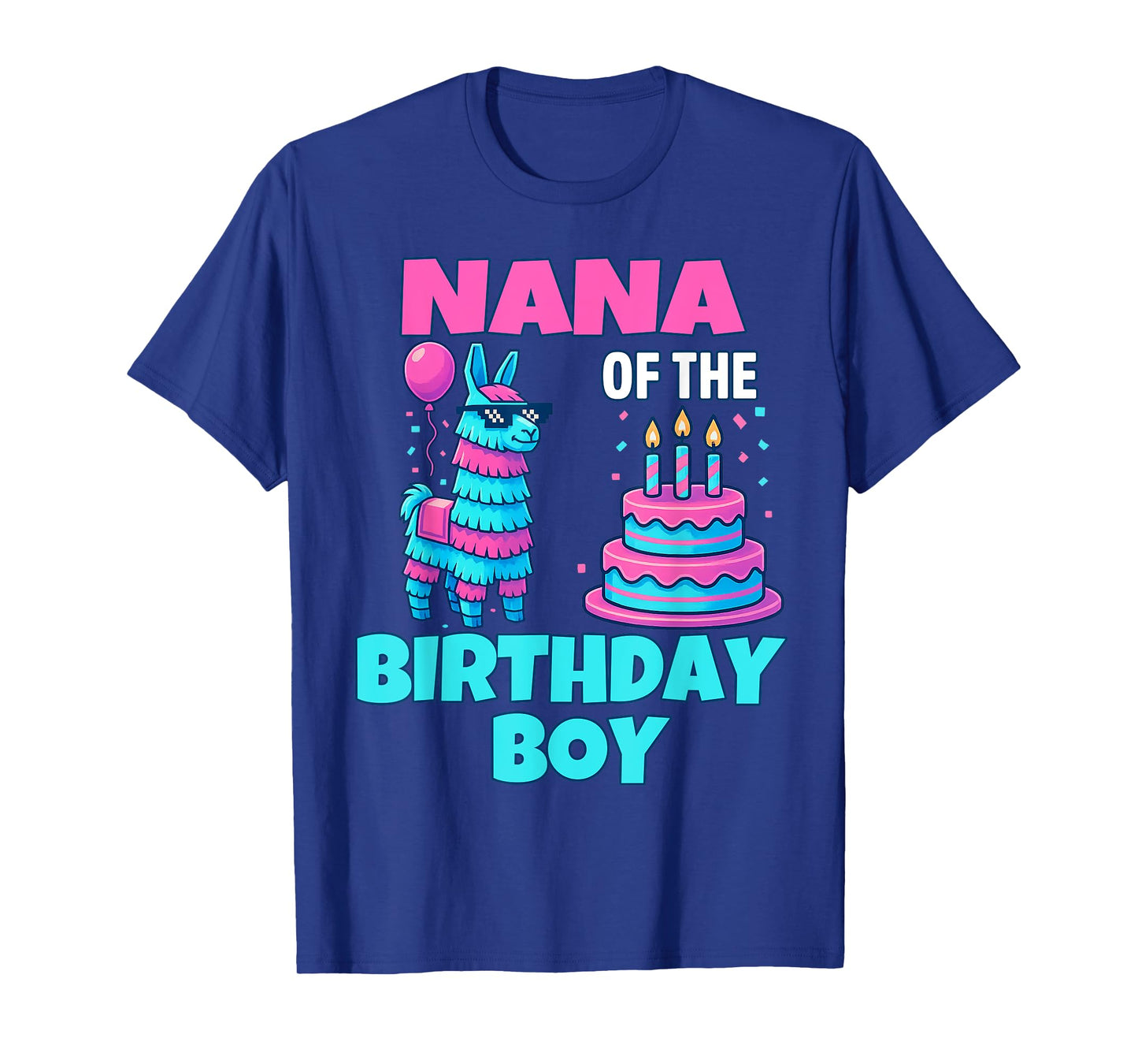 Nana of Birthday Boy Llama Pinata Party family mathing women T-Shirt