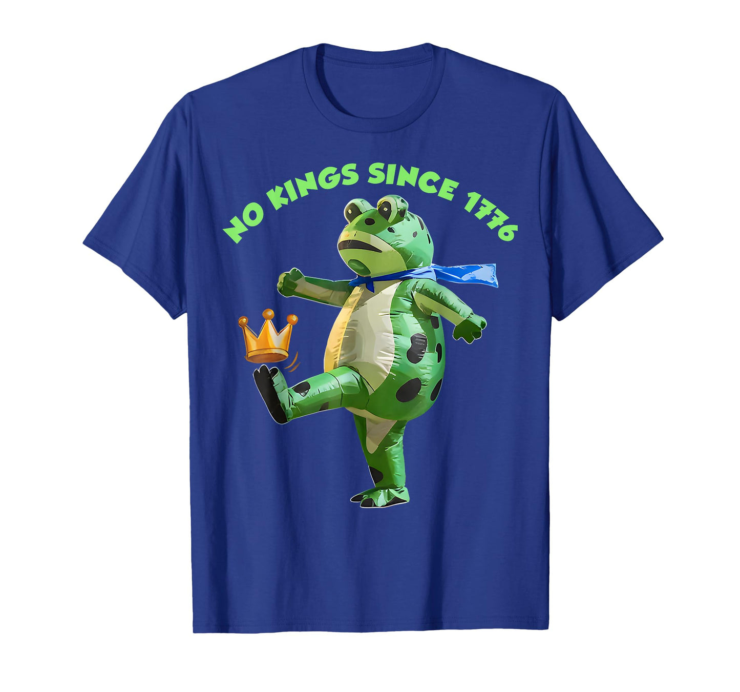 No Kings Since 1776 Portland Frog Kicking Crown Retro T-Shirt