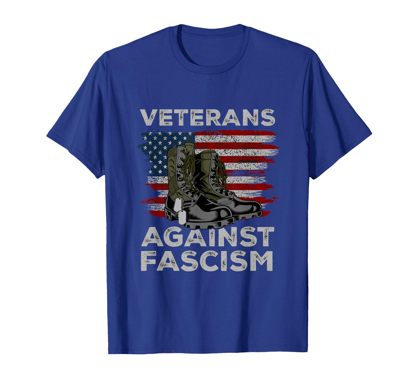 Veterans Against Fascism Vintage US Flag Combat Boots Army T-Shirt