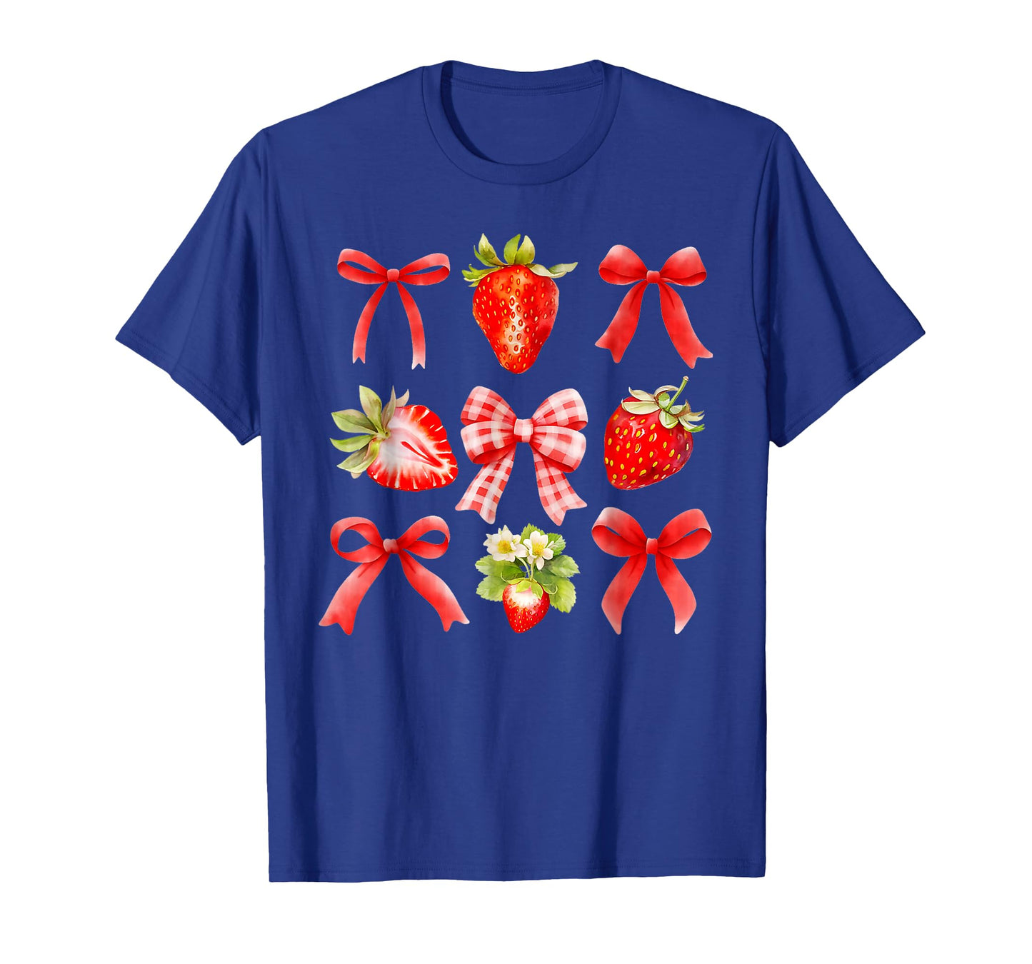 Strawberry Coquette Bow Strawberries Festival Girls Women T-Shirt