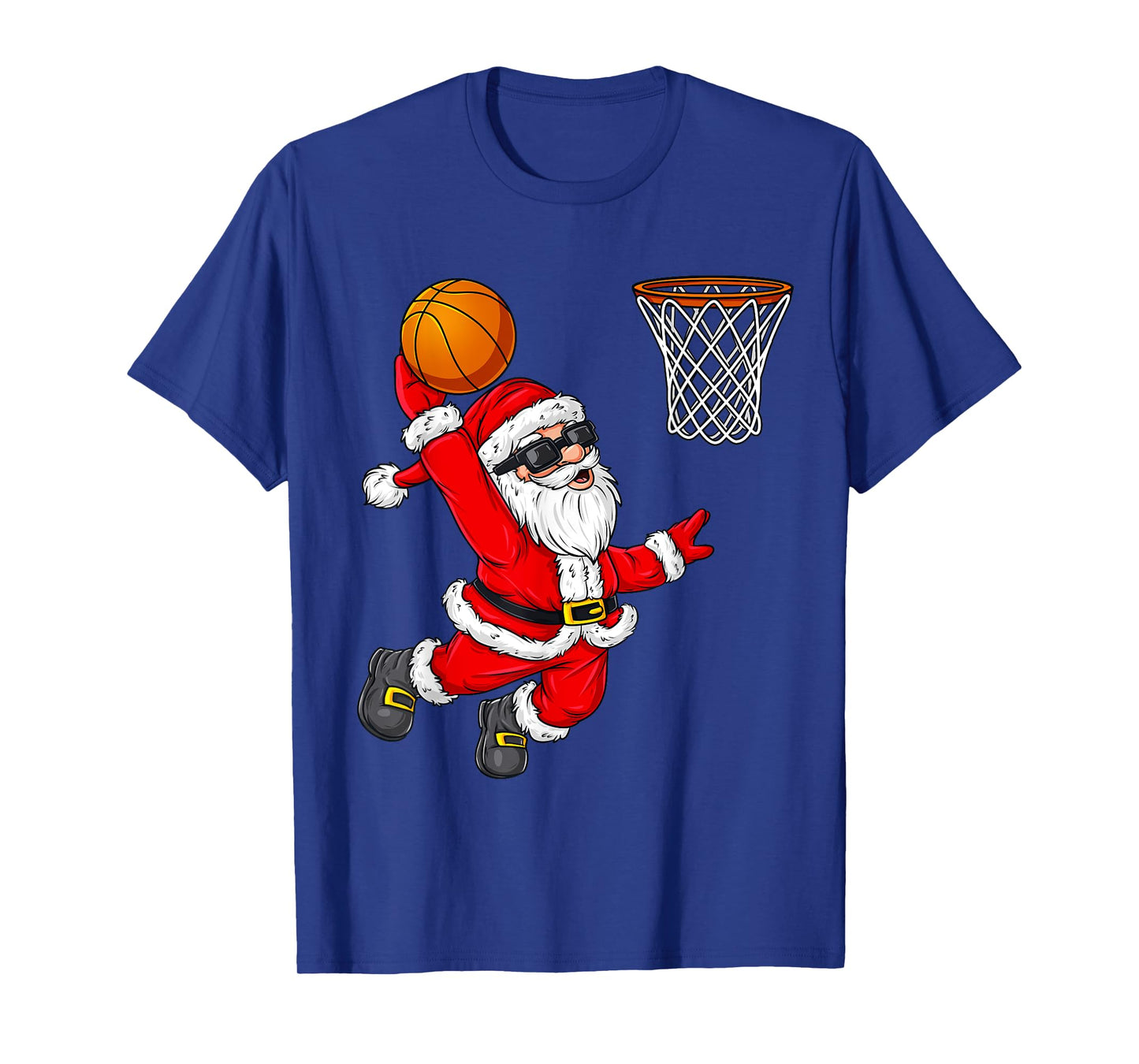 Christmas Santa Claus Dunking A Basketball Boys Kids Xmas T-Shirt