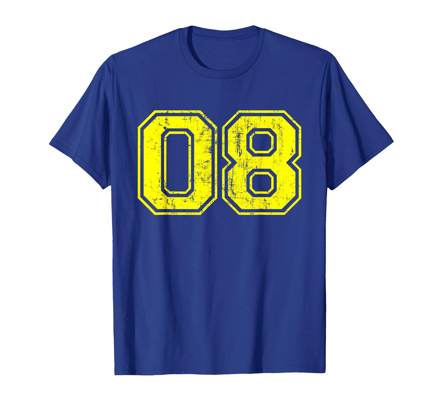 Number 08 Eight Varsity Distressed Vintage Sport Team Player T-Shirt