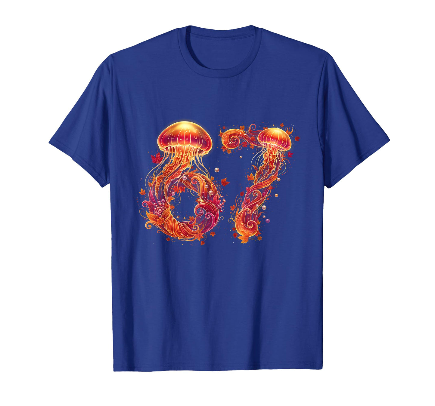 67 Meme Six Seven 6 7 Retro Jellyfish Sea Ocean Thanksgiving T-Shirt