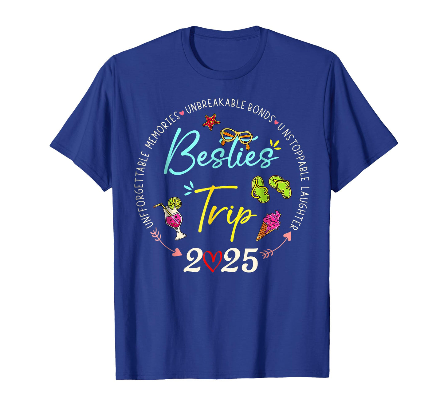 Besties Trip 2025 Memories Girl Trip Friends Vacation Retro T-Shirt