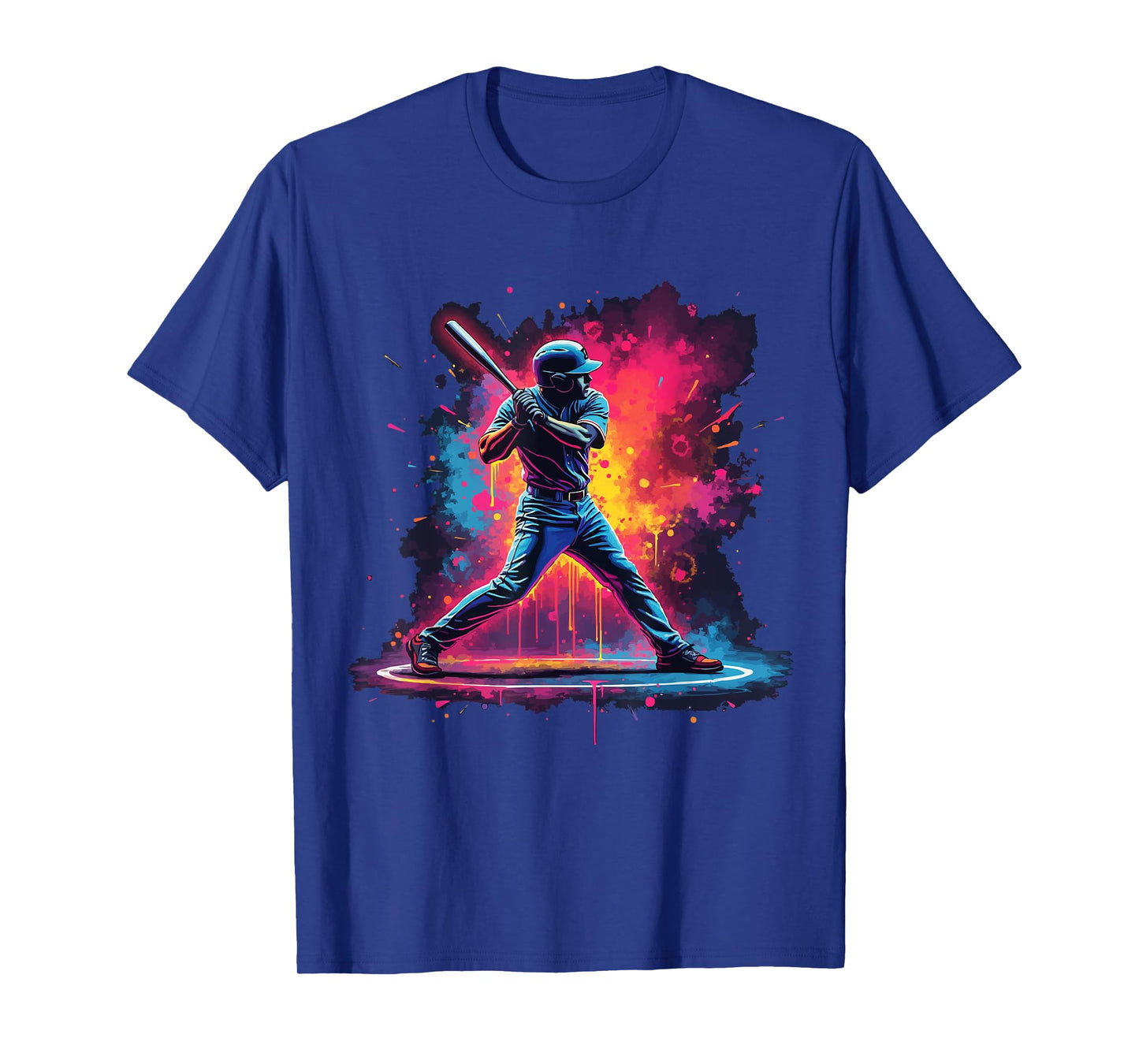 Baseball Batter Art with Retro Sunset and Palm Tree T-Shirt