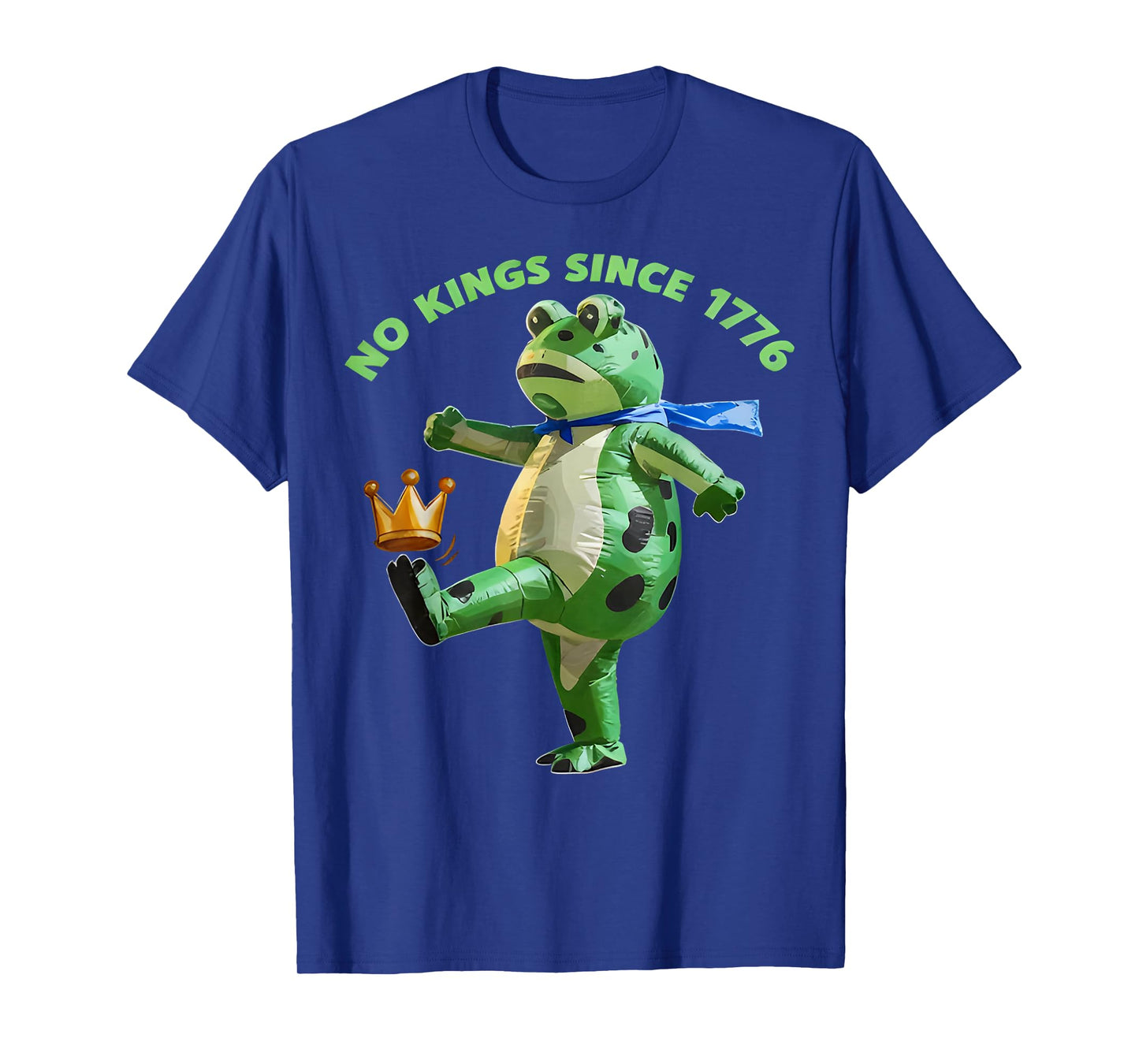 No Kings Since 1776 Portland Frog Kicking Crown Retro T-Shirt
