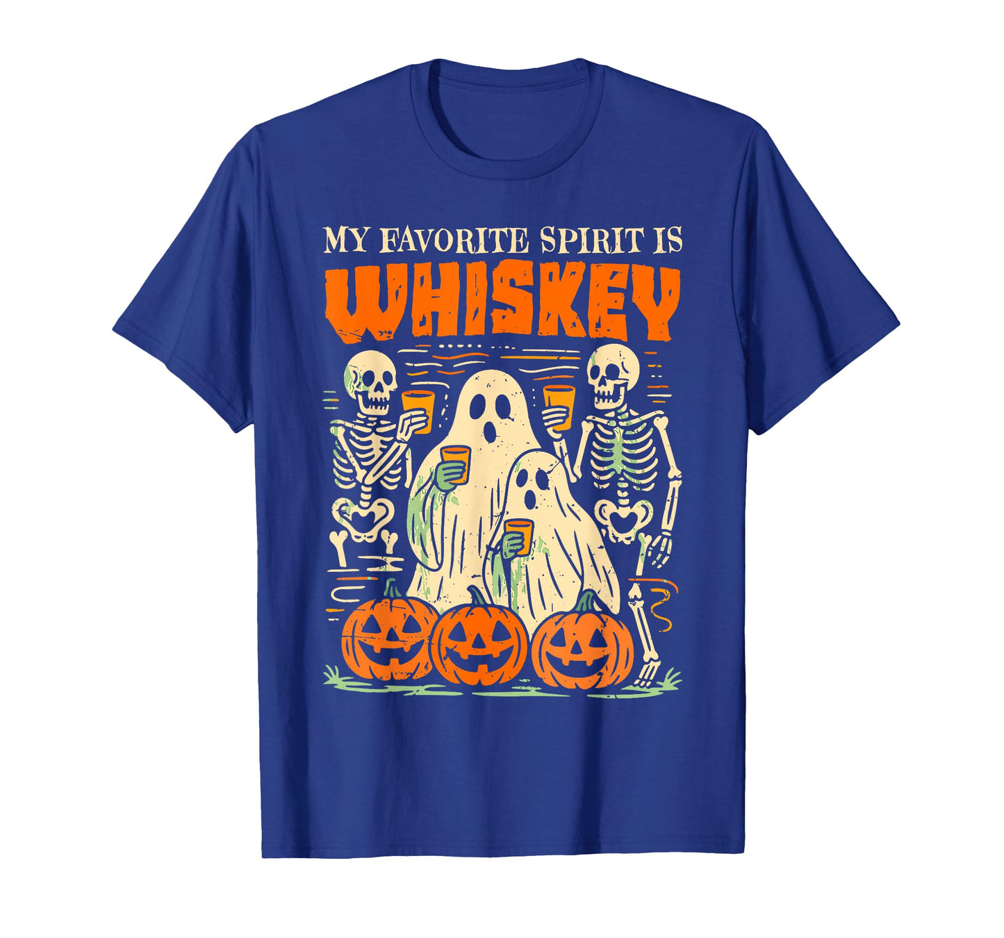 Funny Ghost Halloween Costume My Favorite Spirit Is Whiskey T-Shirt