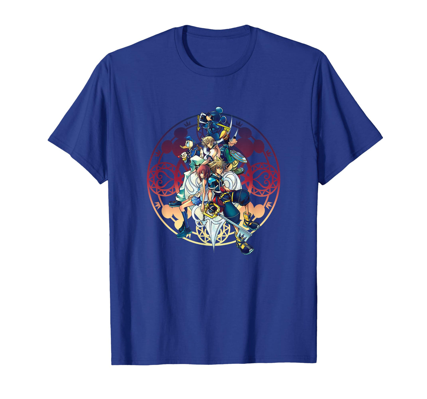 Disney Kingdom Hearts Group Shot Color Gradient Circle Heart T-Shirt