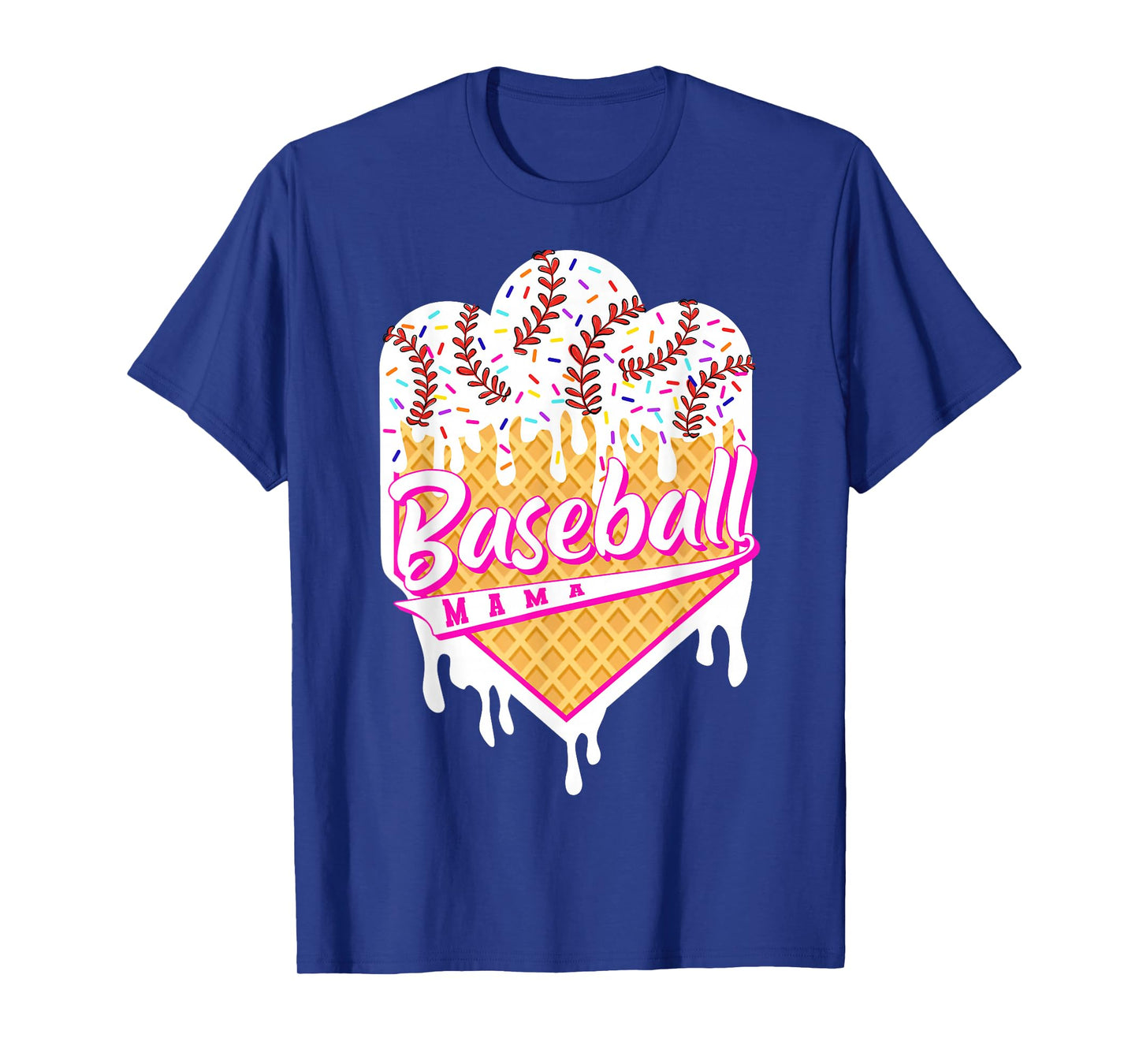 Baseball Ice Cream Drip Mom Sweet Baseball Mama Game Day T-Shirt