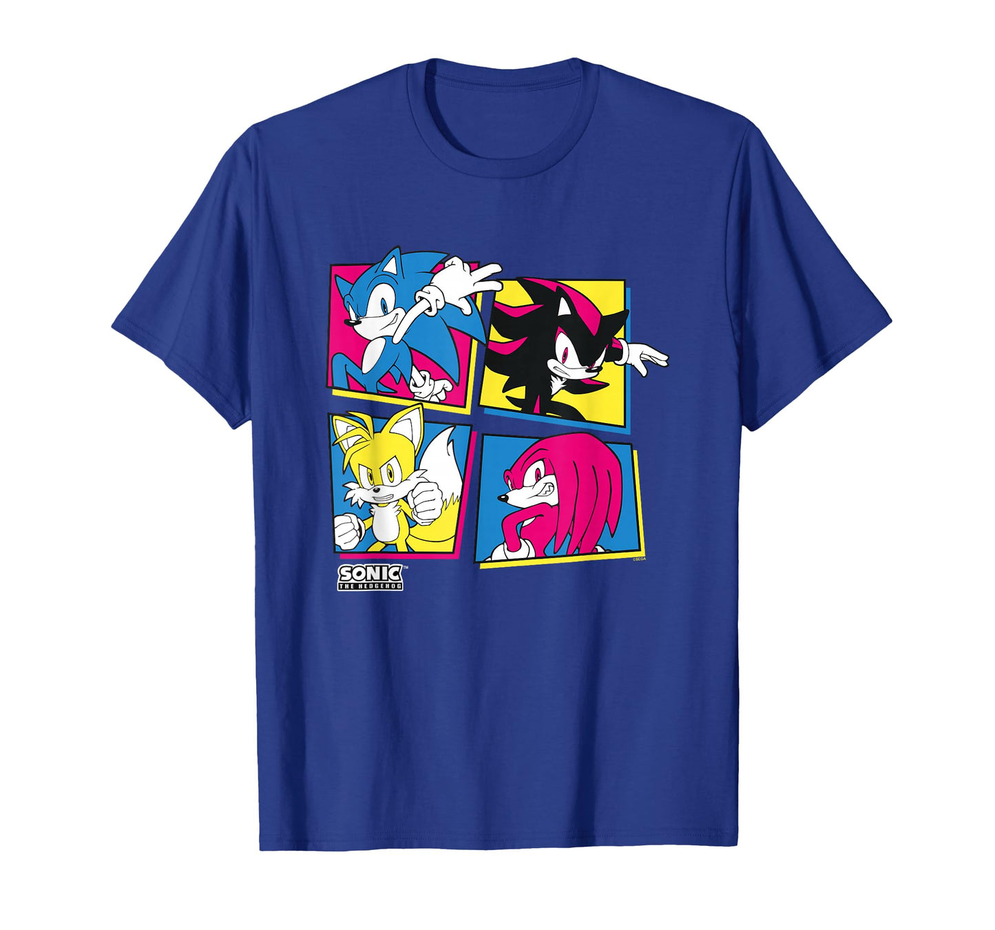 Sonic The Hedgehog Sonic Shadow Tails Knuckles Retro Panels T-Shirt