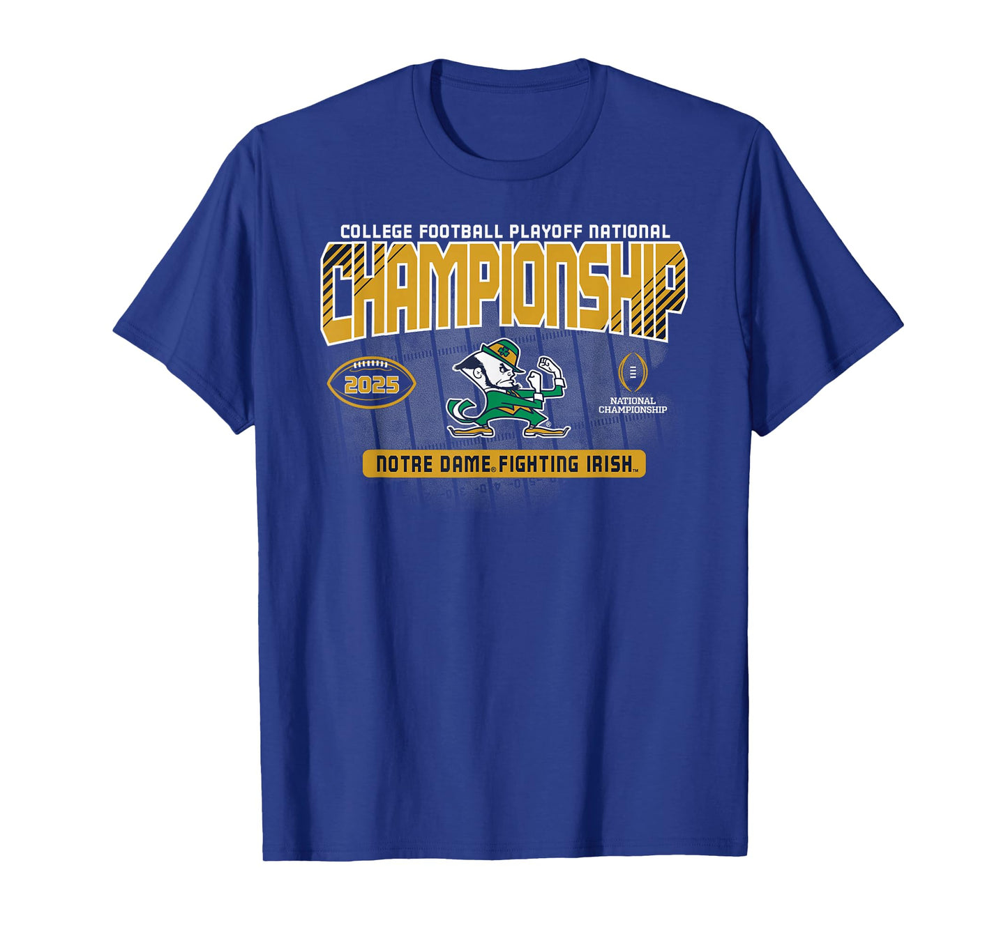 Elite Authentics Notre Dame Fighting Irish CFP Championship T-Shirt, Unisex-Adult, Blue, Small, Short Sleeve