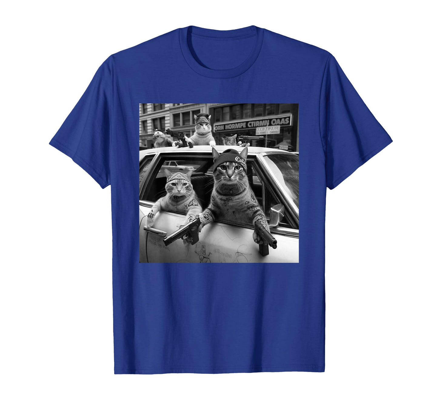 Funny Gangster Cats Street Design T-Shirt