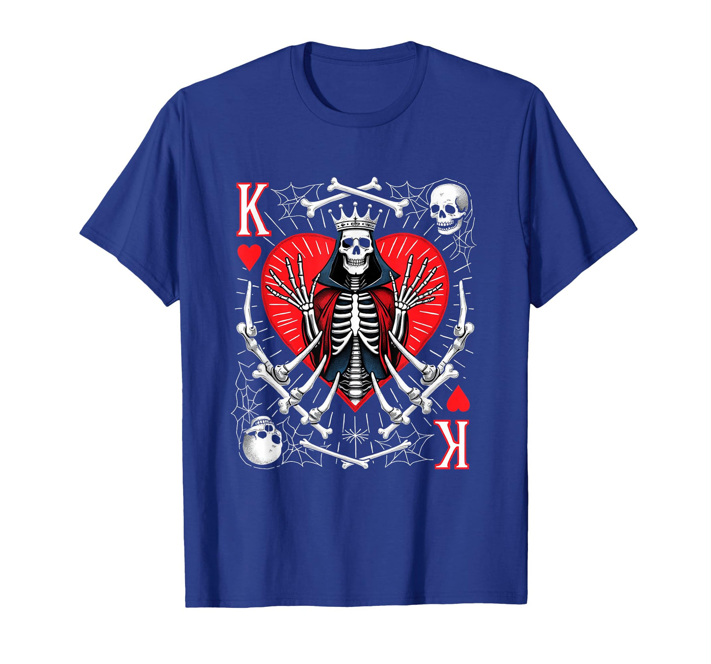 Creepy Skeleton King of Hearts Halloween Playing Card Poker T-Shirt