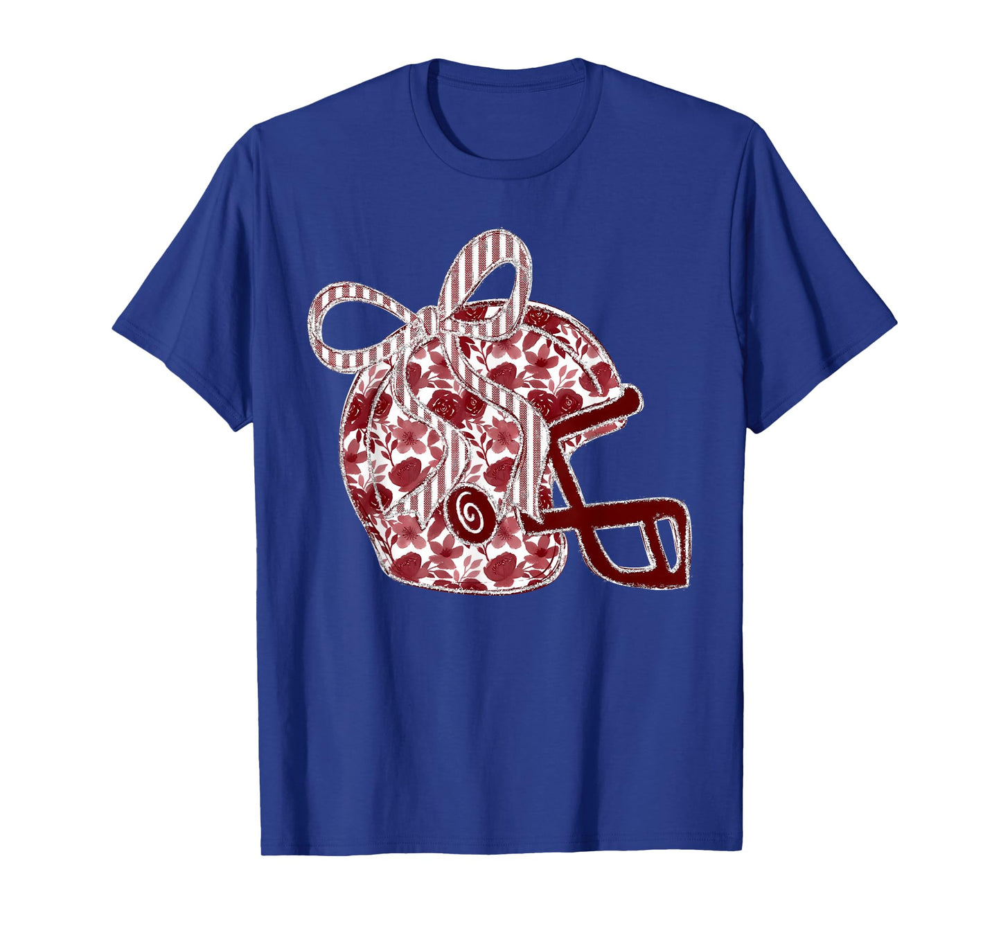 Maroon Floral Football Helmet Coquette Bow Touchdown Season T-Shirt