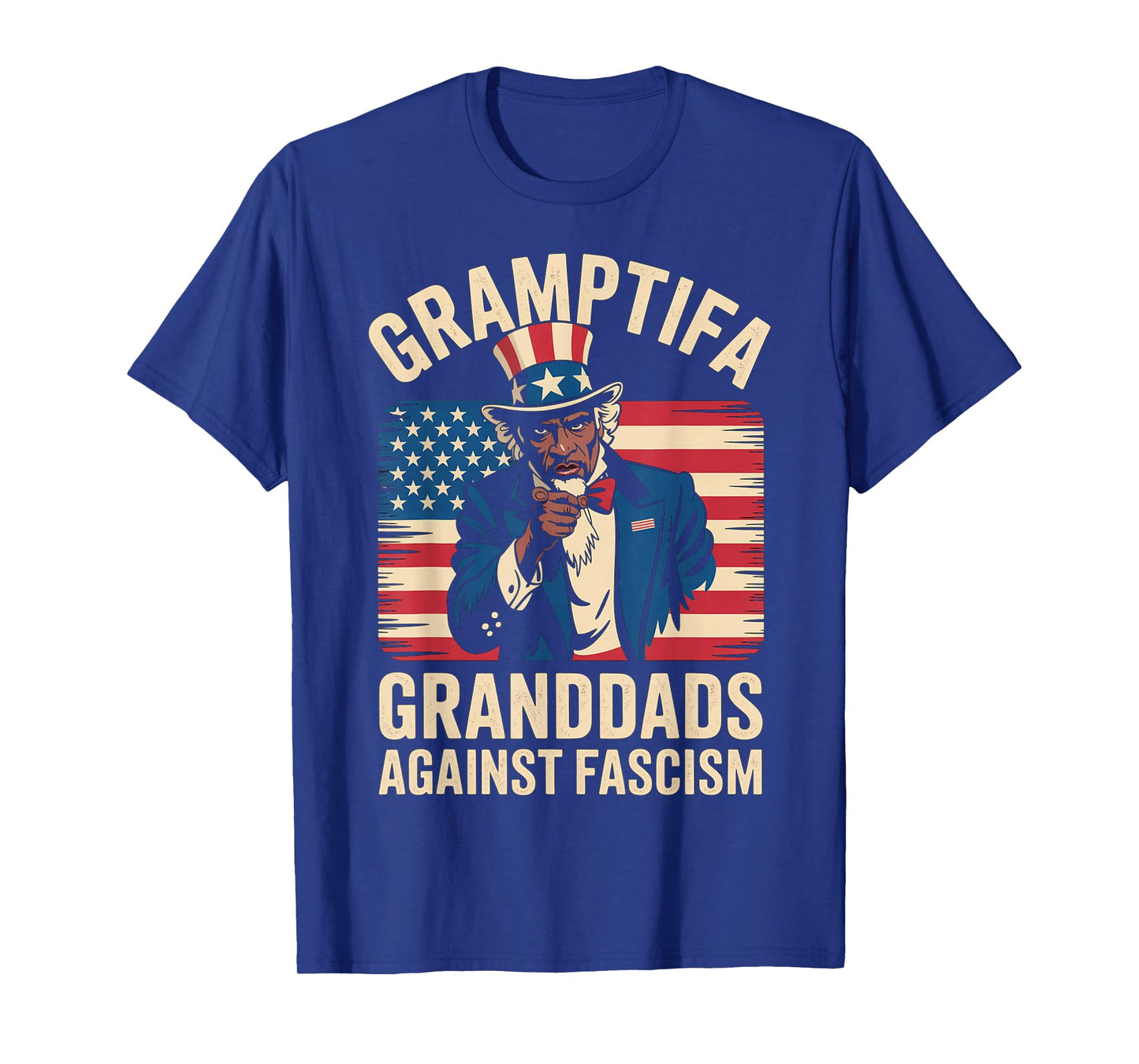 Gramptifa Black Grandad Against Fascism Flag Resist No Kings T-Shirt