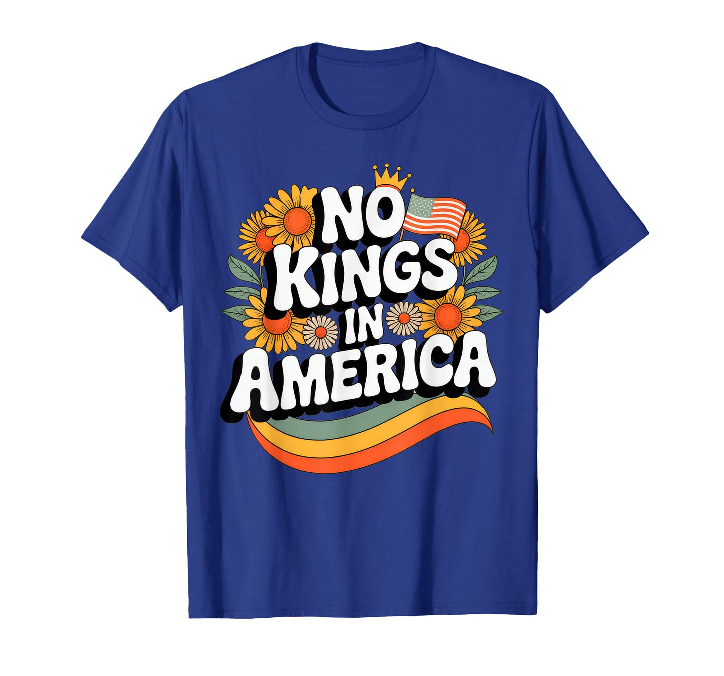 No Kings in America Floral Vintage Patriotic Men Women T-Shirt