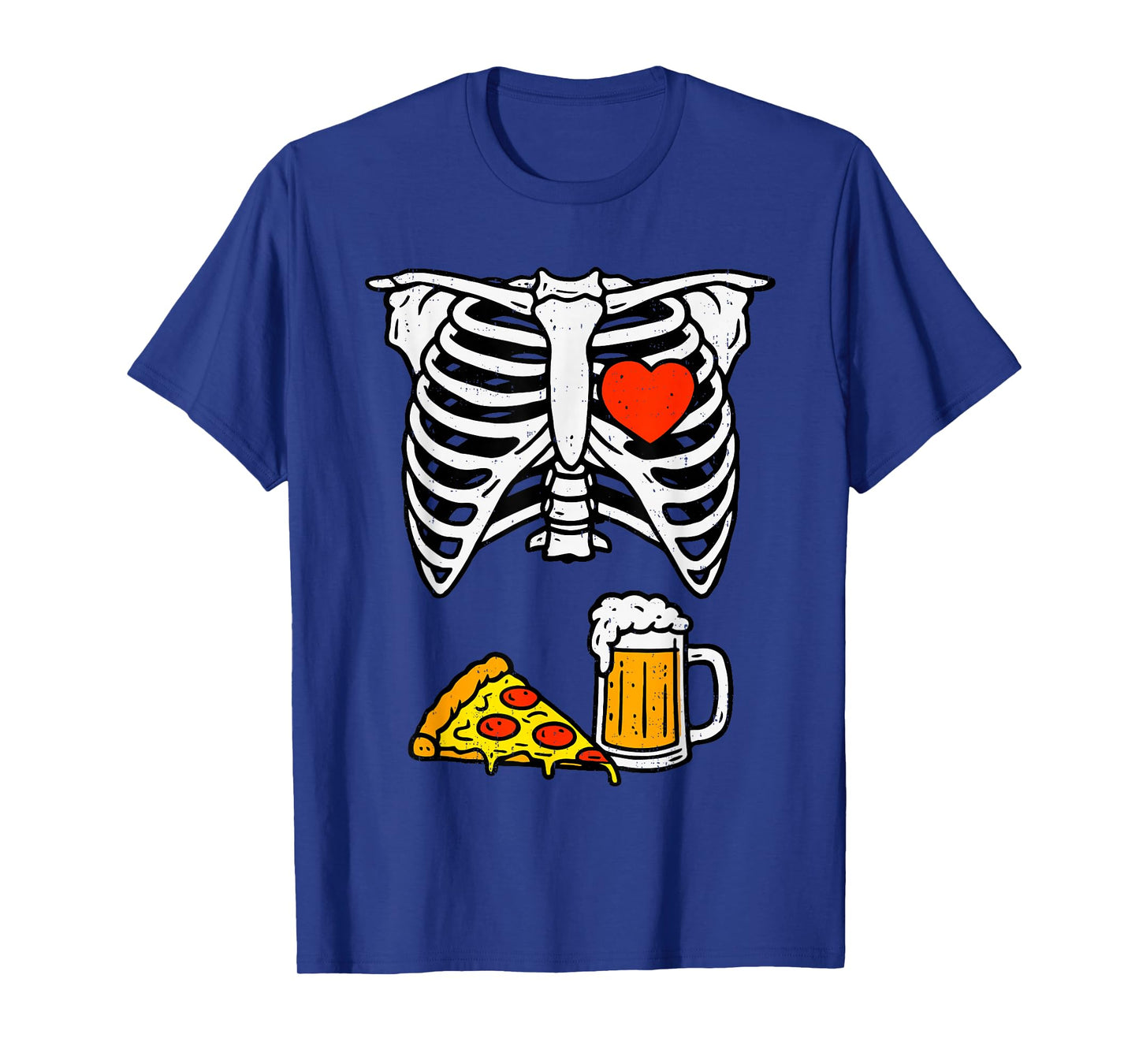 Funny Dad Skeleton Beer Pizza Halloween Costume Mens Father T-Shirt