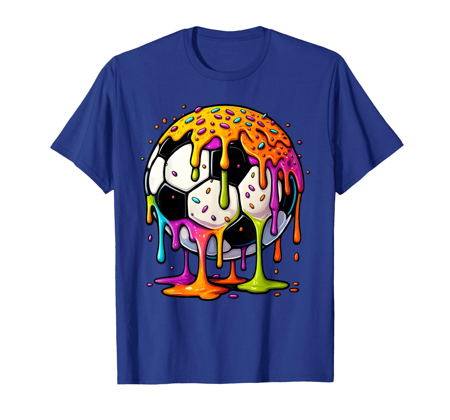 Colorful Dripping Soccer Art Sport Illustration Melting Ball T-Shirt