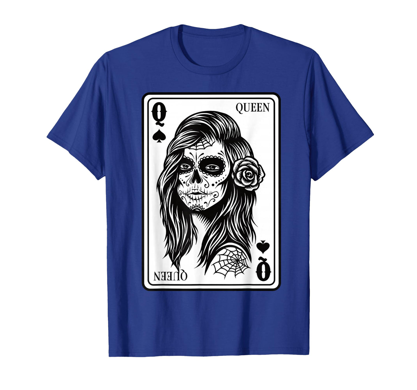 King And Queen Skull - 1/2 Card Hearts Flush Couple Matching T-Shirt