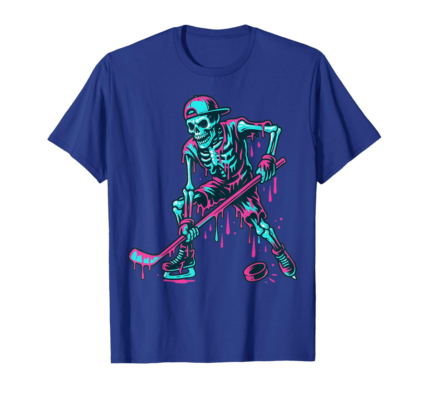Skeleton Hockey Drip Boys Ice Cream Drip Youth Boys Hockey T-Shirt