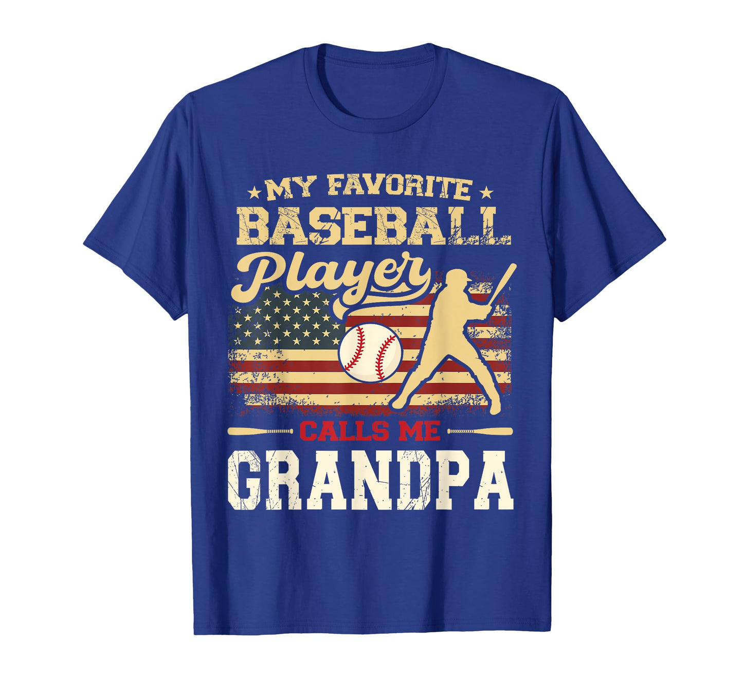 My Favorite Baseball Player Calls Me Grandpa US Flag T-Shirt