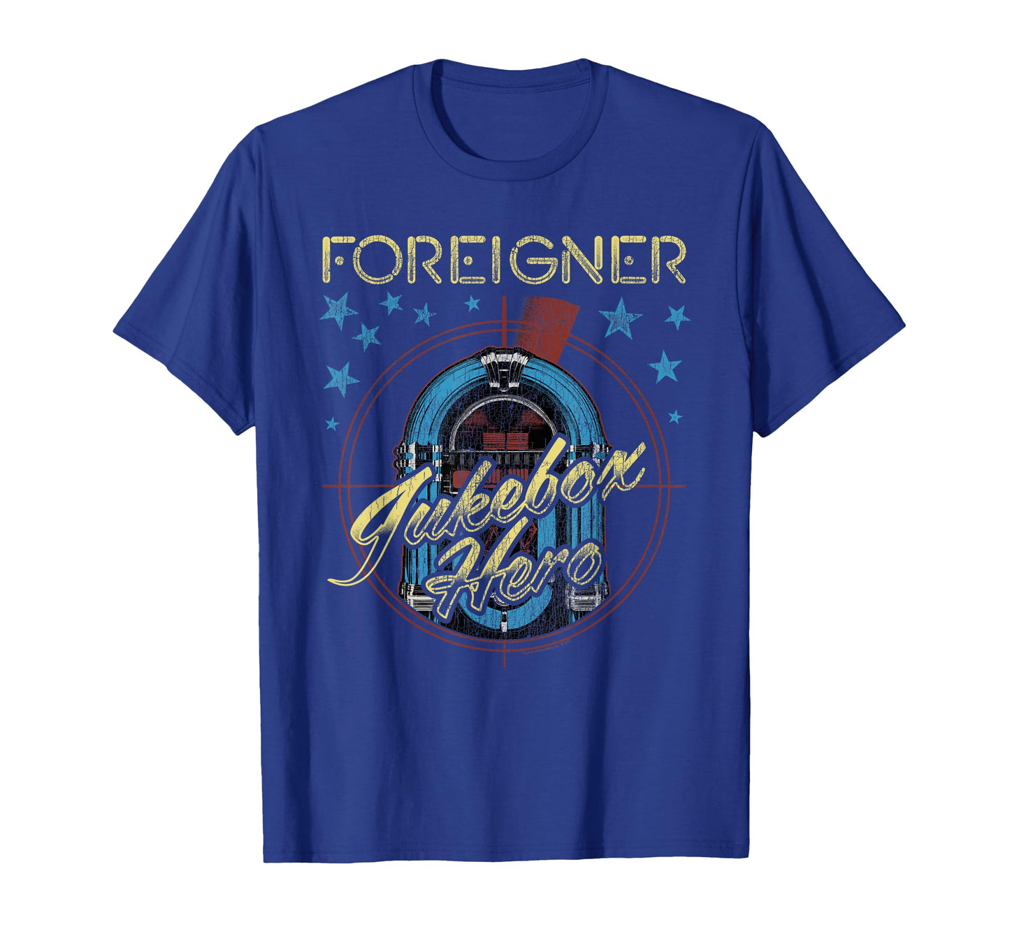 Foreigner Retro Jukebox Hero with Stars Vintage Band T-Shirt