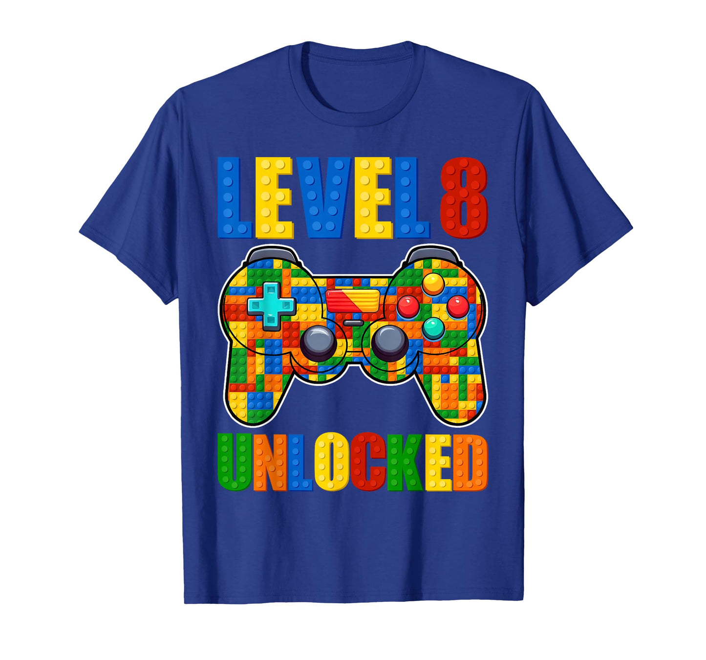 Level 8 Unlocked Building Blocks 8th Birthday Video Game Boy T-Shirt