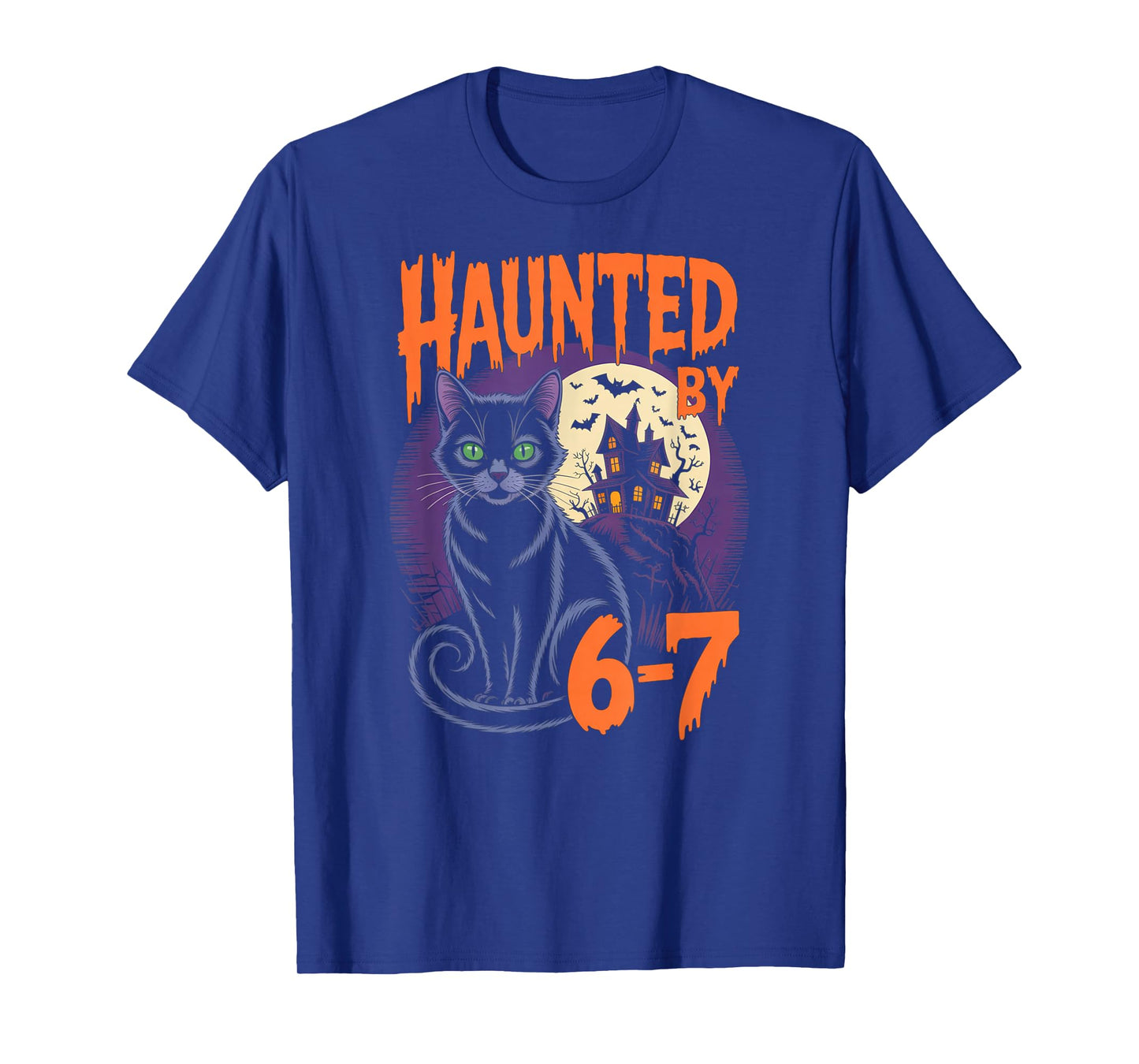 Haunted by 67 Funny Black Cat Haunted House Halloween T-Shirt