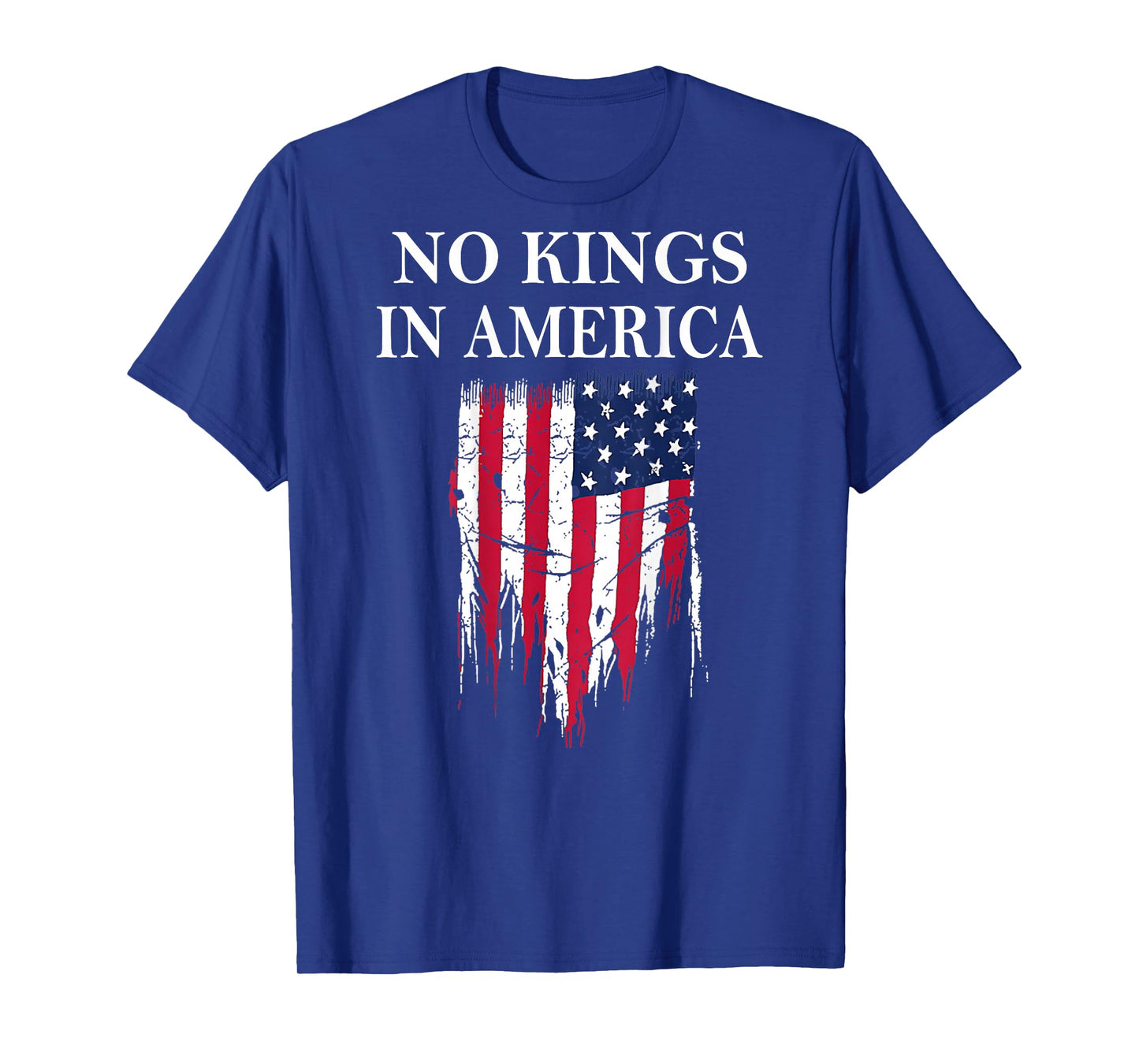 No Kings in America America Flag Vintage No Kings (ON Back) T-Shirt