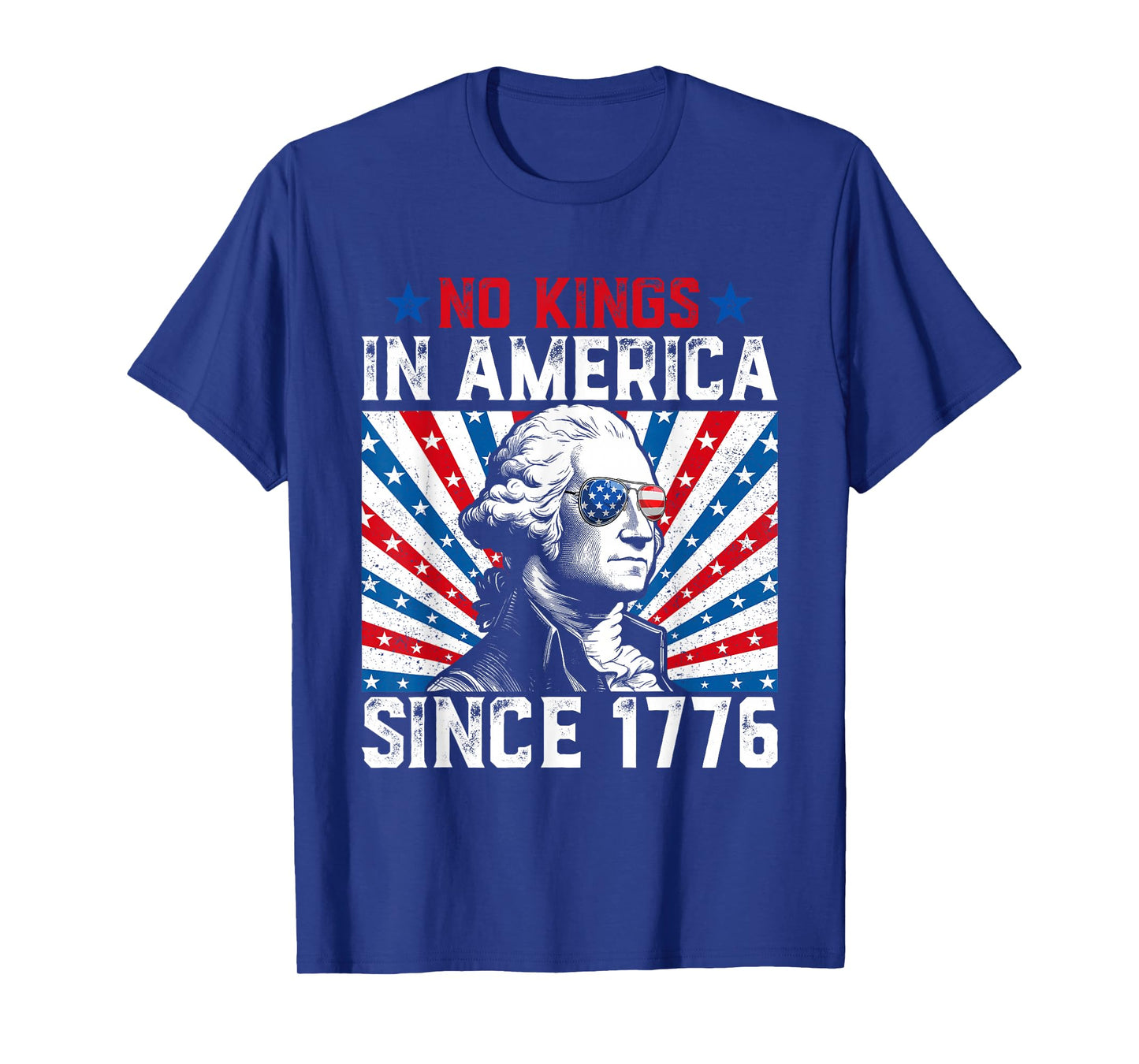 No Kings in America Since 1776 Distressed USA Flag Vintage T-Shirt
